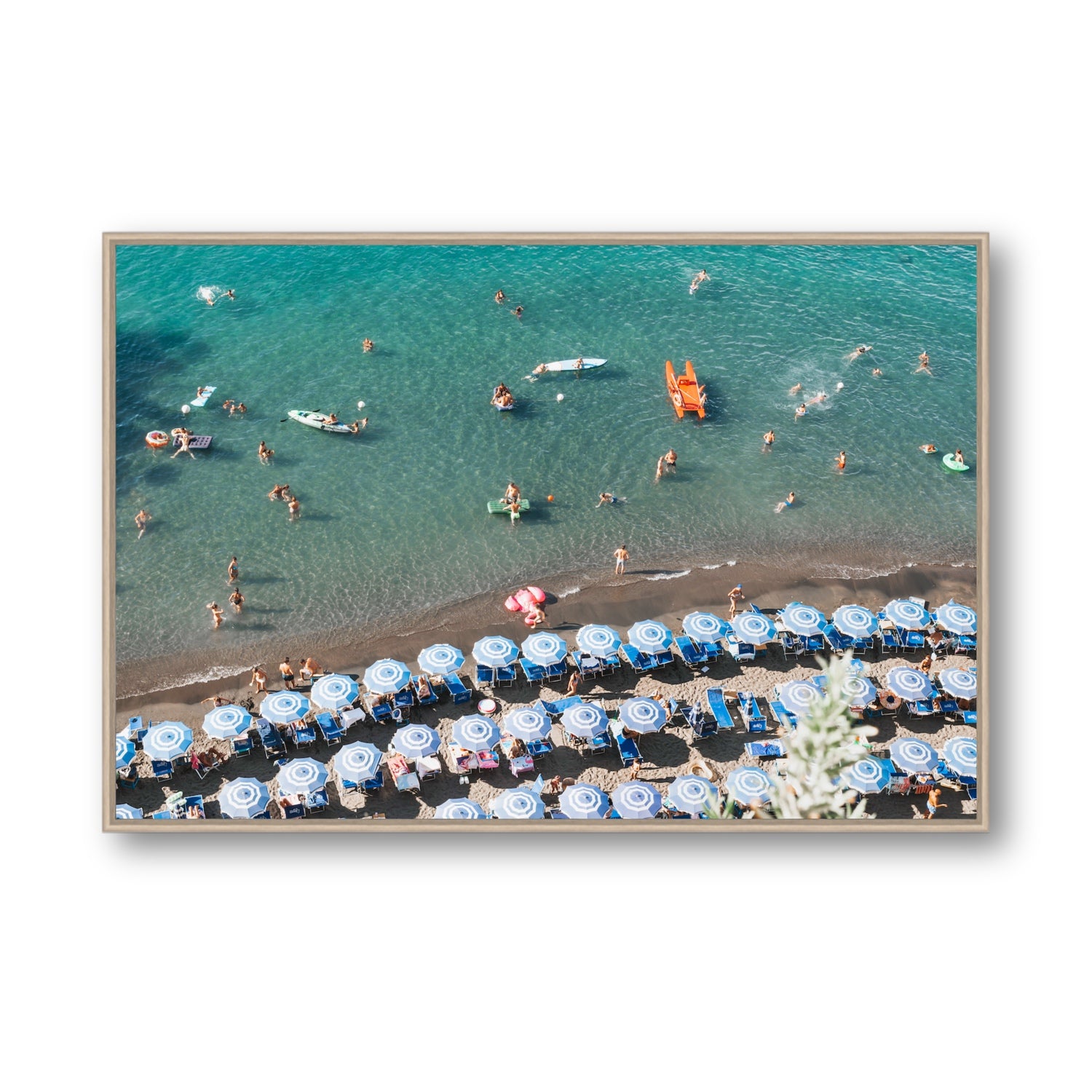 The Sea of Tranquility fine art print, Sorrento, Italy, Statement, Natural Oak Float Frame, Fine Art Canvas