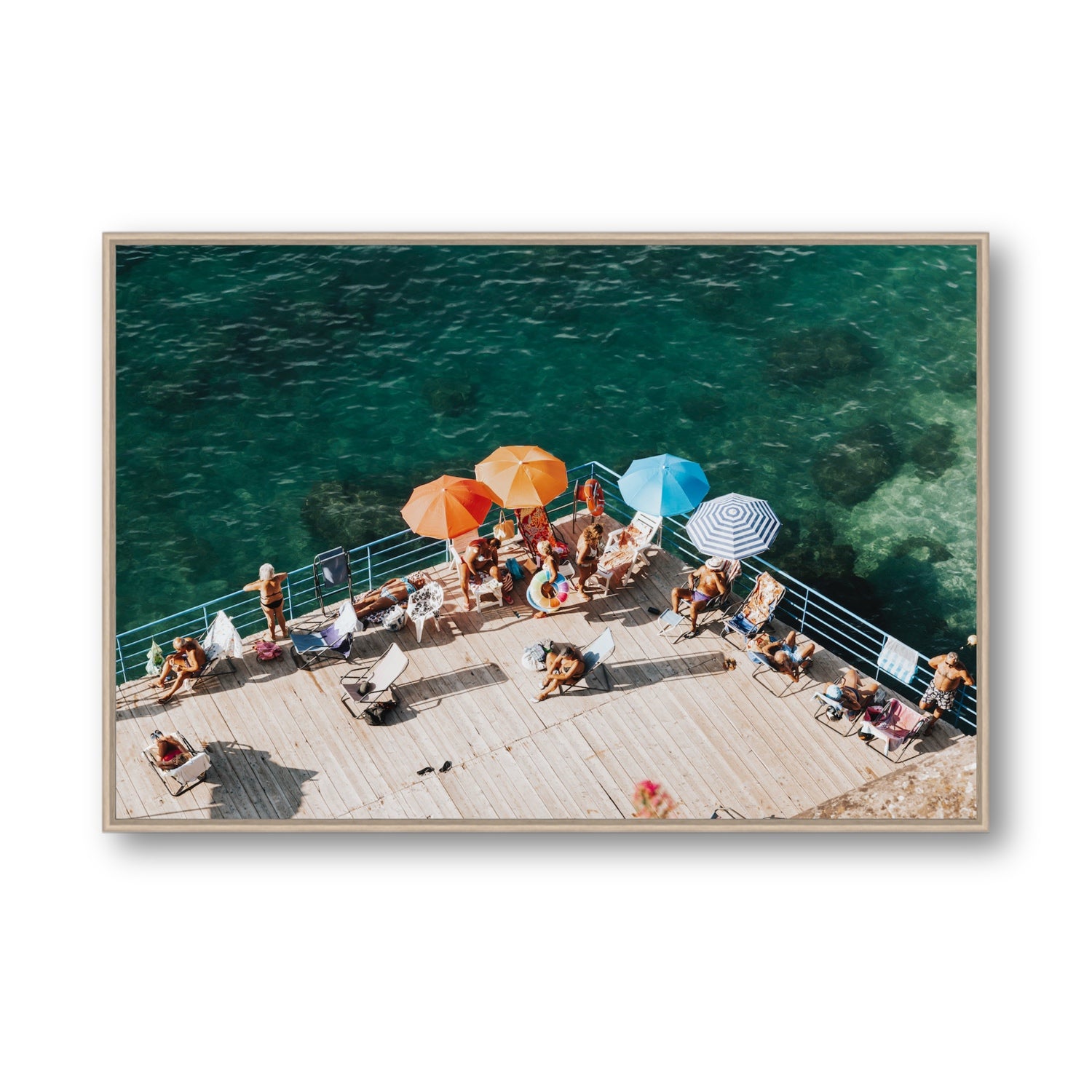 Il Dolce Far Niente Sorrento coastal wall art Statement fine art canvas in natural oak float frame