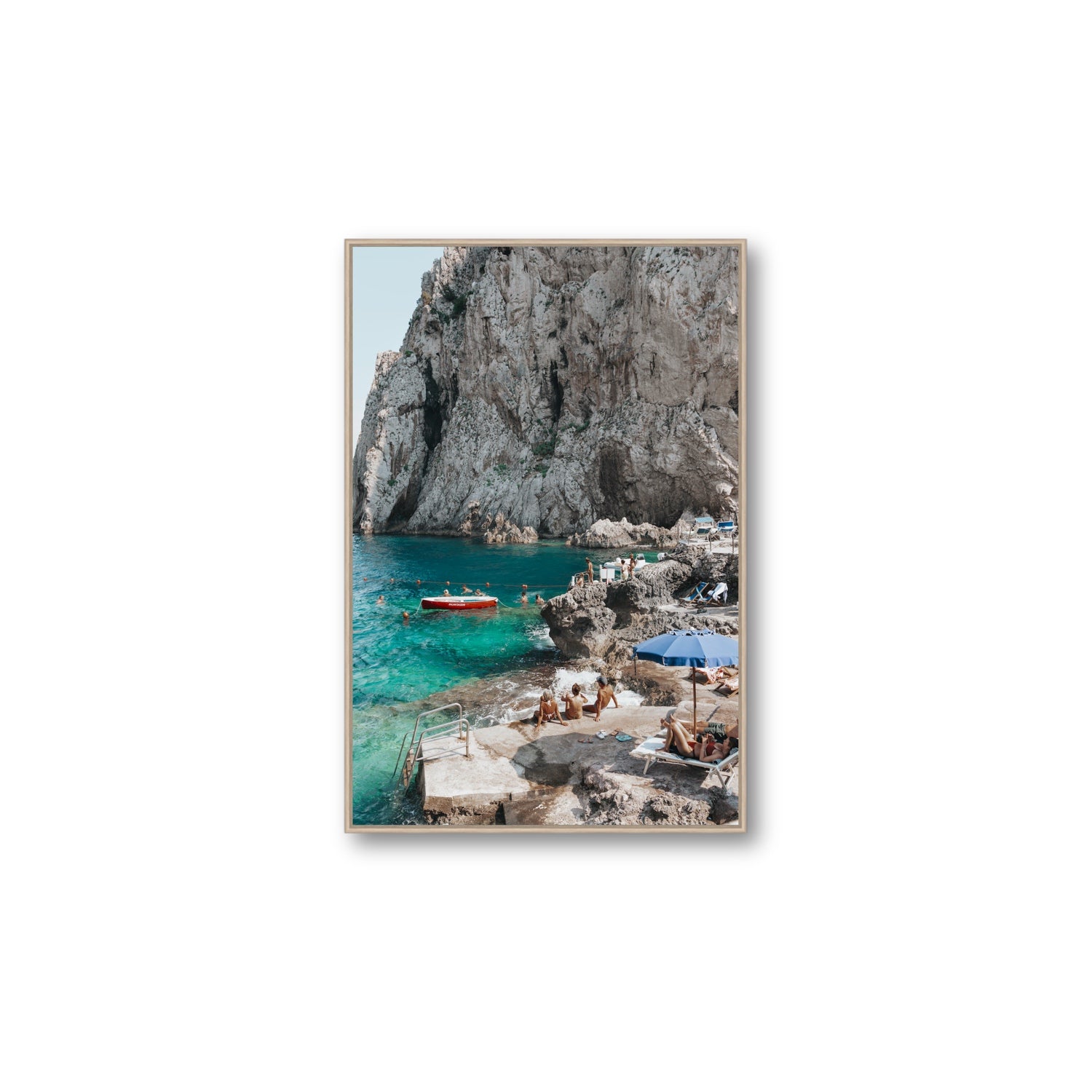 Tranquility fine art print, Capri, Italy, Large, Natural Oak Float Frame, Fine Art Canvas