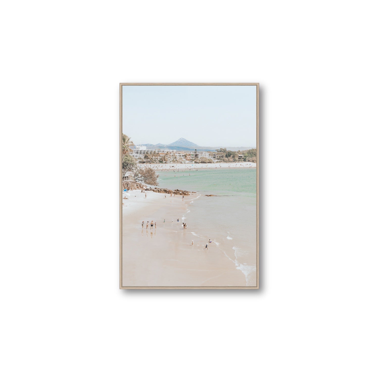 Little Cove Shallows fine art print, Noosa, Australia, coastal scenes artwork, Large, Natural Oak Float Frame, Fine Art Canvas