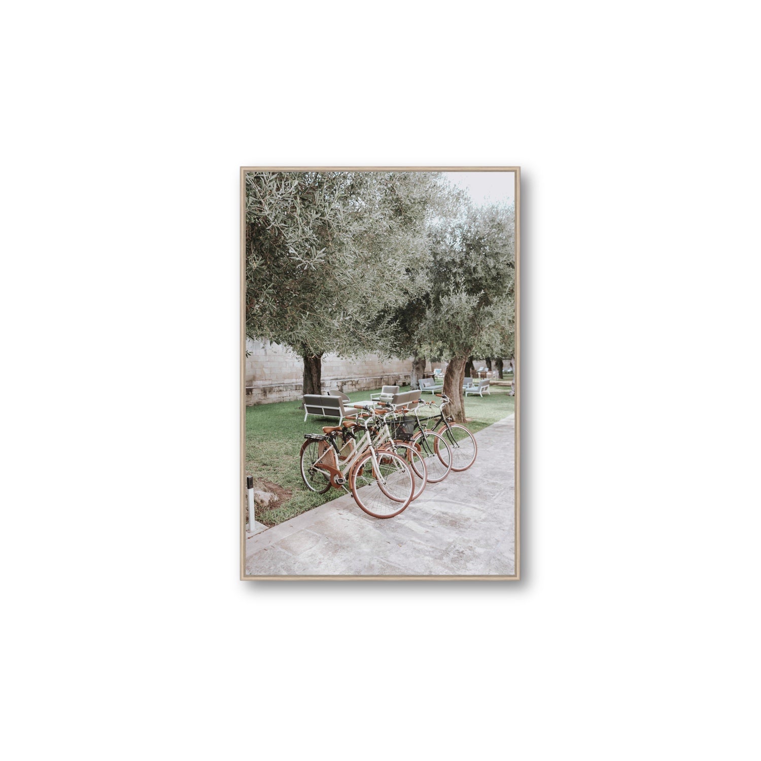Classic Cruisers Puglia wall art Large fine art canvas in natural oak float frame