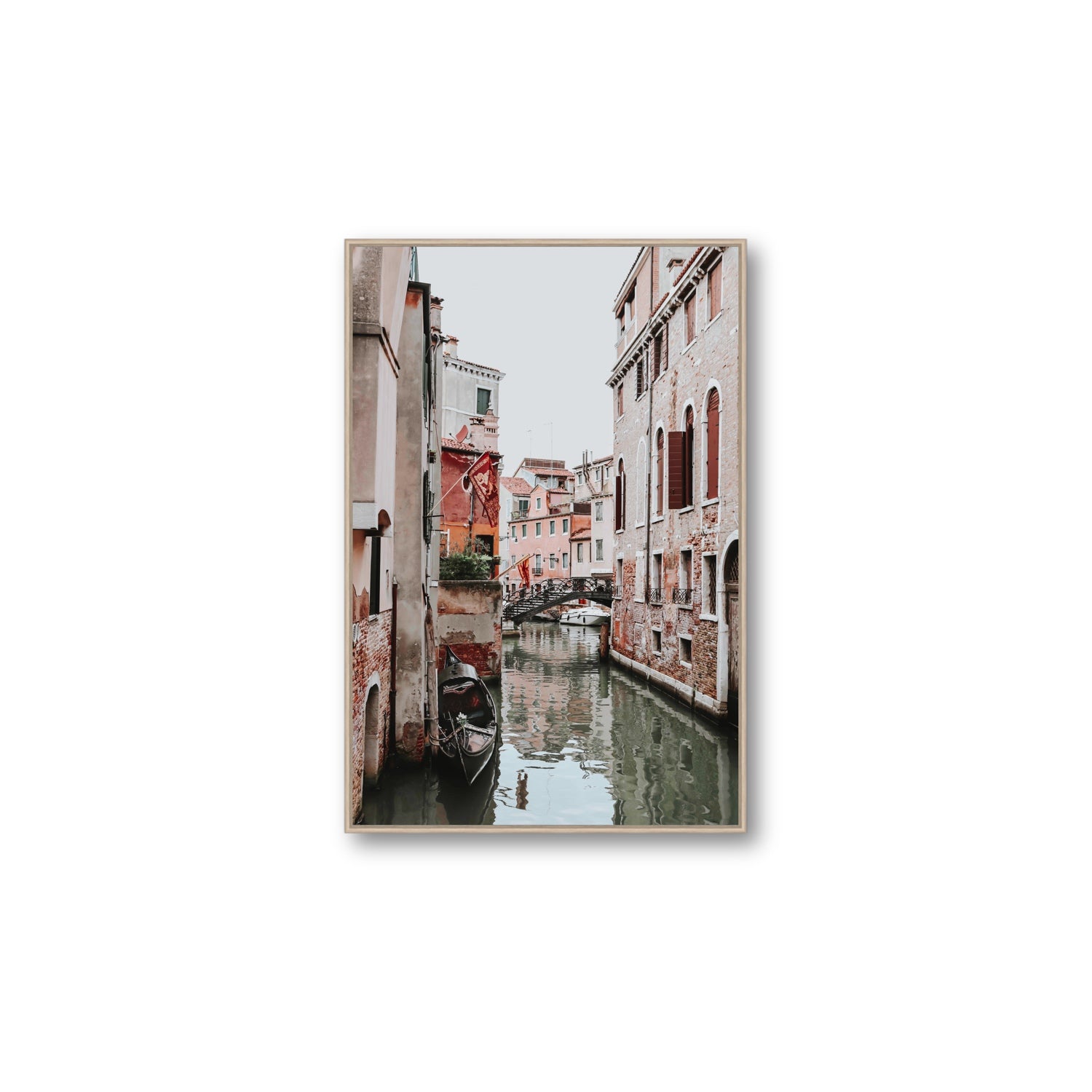Laguna Veneta Venice Italian wall art Large fine art canvas in natural oak float frame