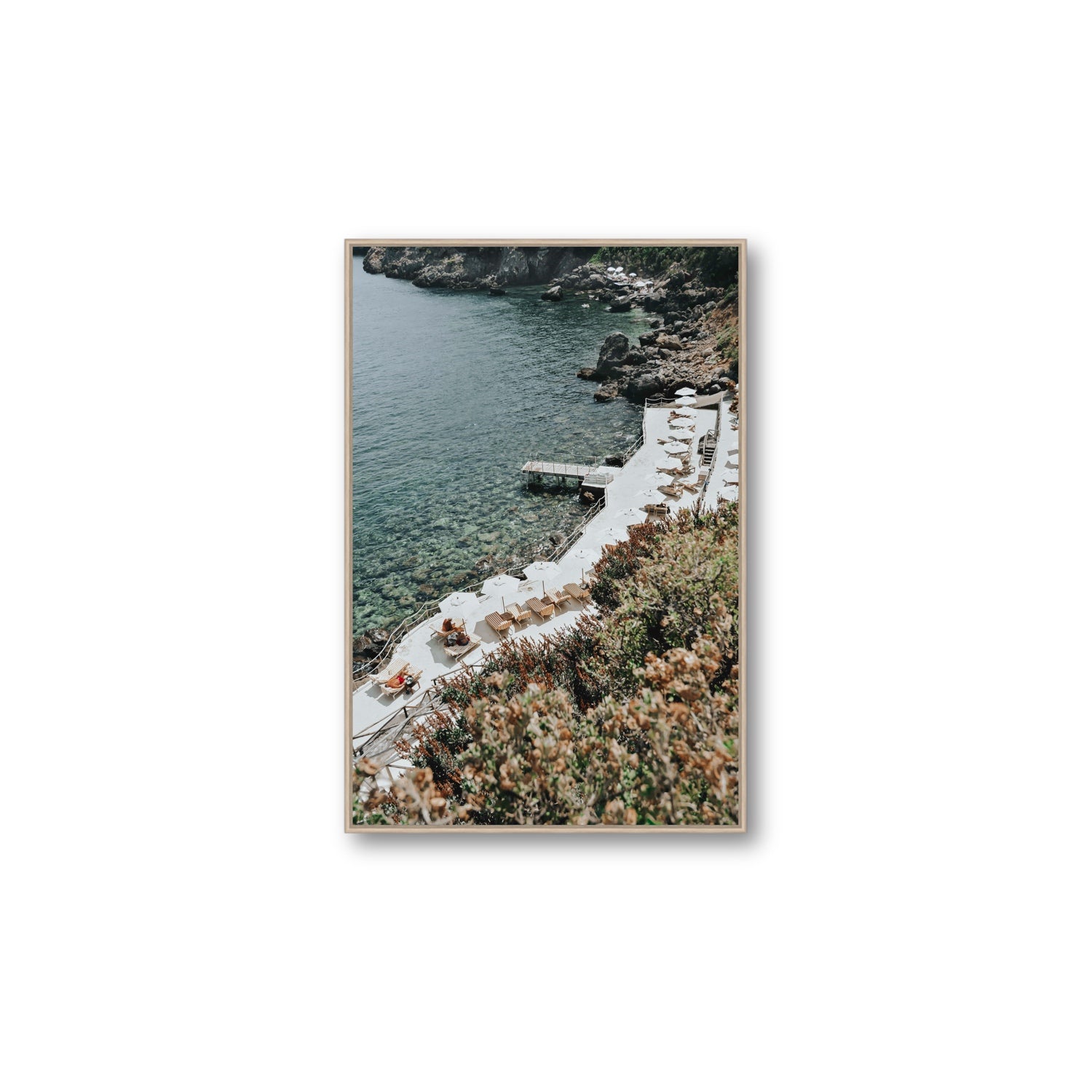Go Beyond The Postcard Tuscany coastal wall art Large fine art canvas in natural oak float frame