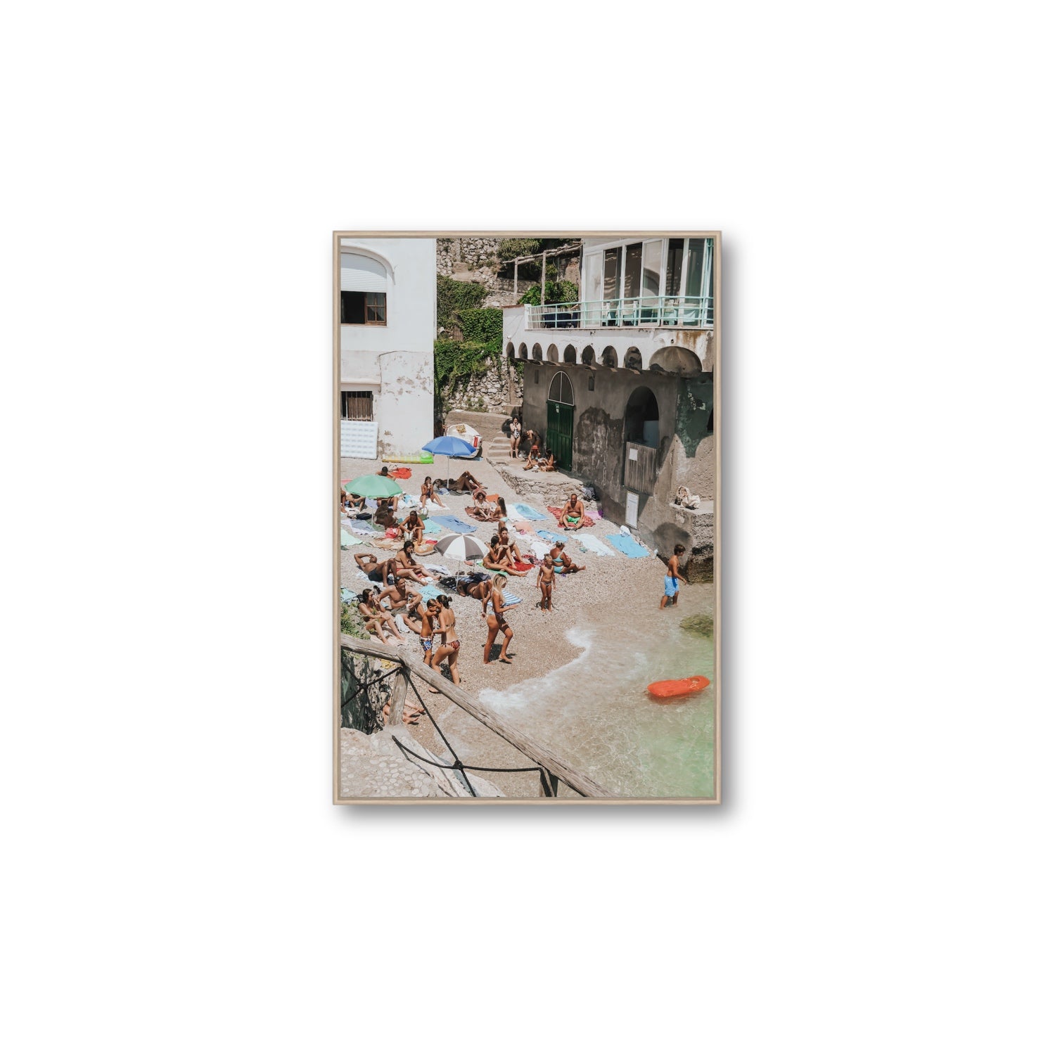 The Sunbathers Oasis fine art print, Capri, Italy, Large, Natural Oak Float Frame, Fine Art Canvas