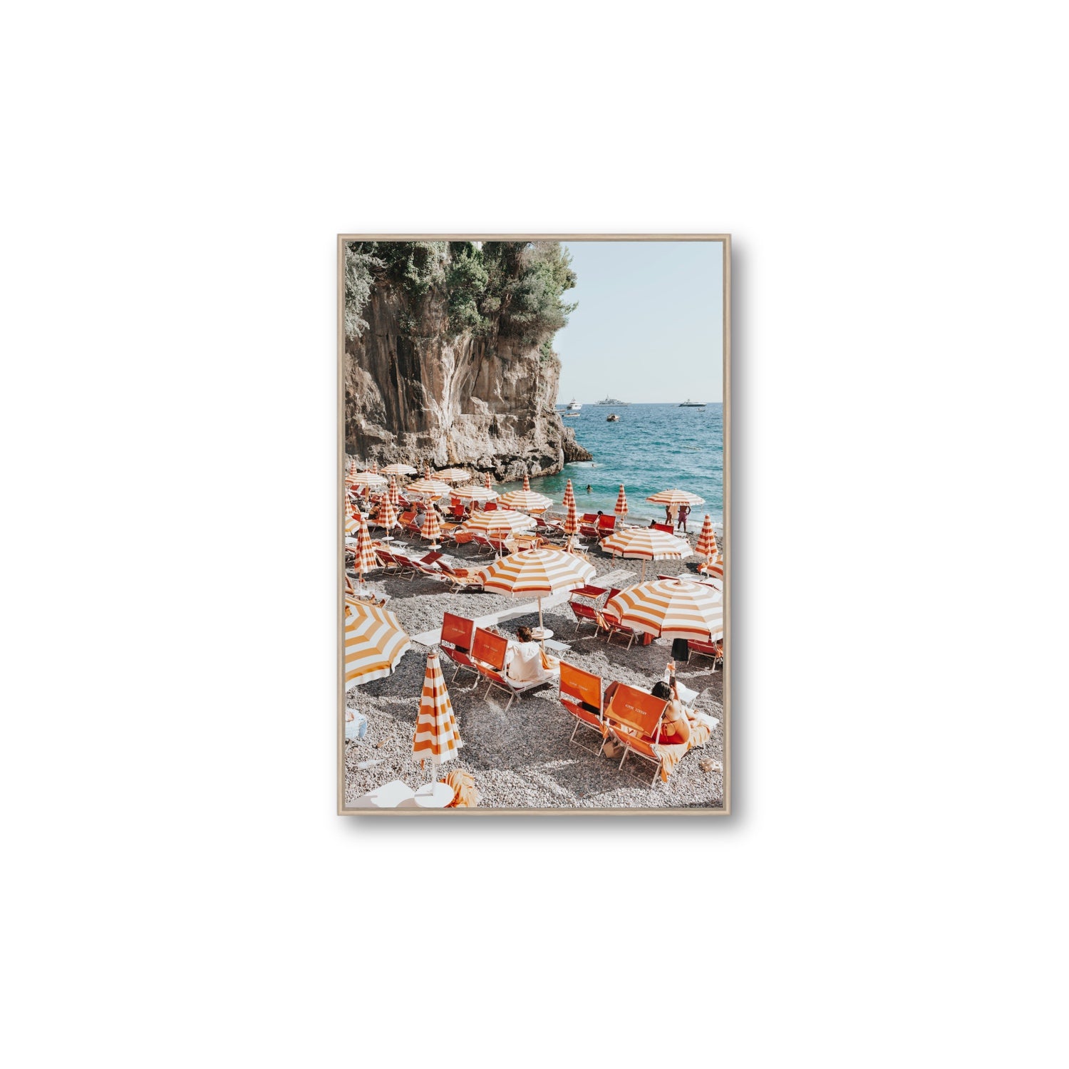Tangerine Dream fine art print, Positano, Italy, Large, Natural Oak Float Frame, Fine Art Canvas