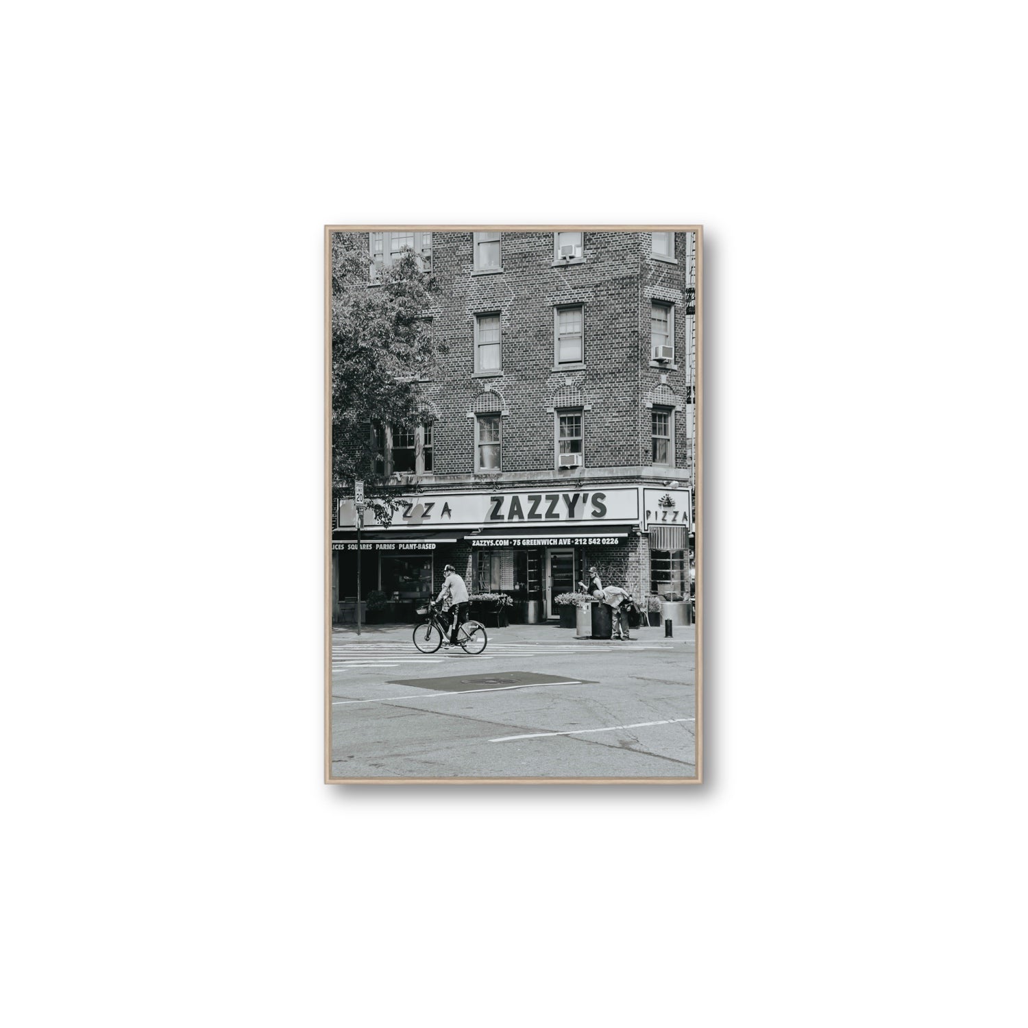 Zazzy's New York NYC Black & White wall art Large fine art canvas in natural oak float frame