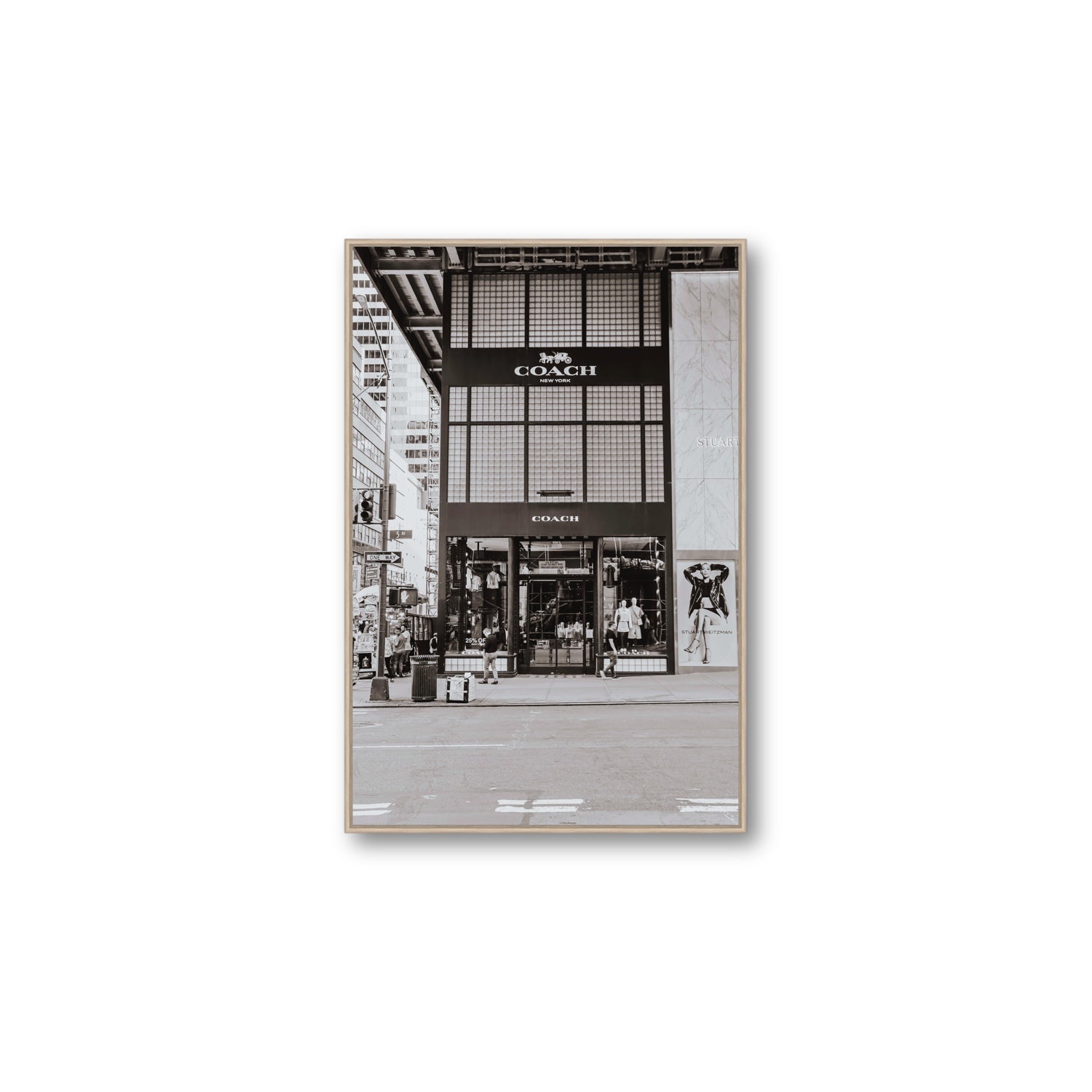 Coach Uptown fine art print, New York, United States, Large, Natural Oak Float Frame, Fine Art Canvas