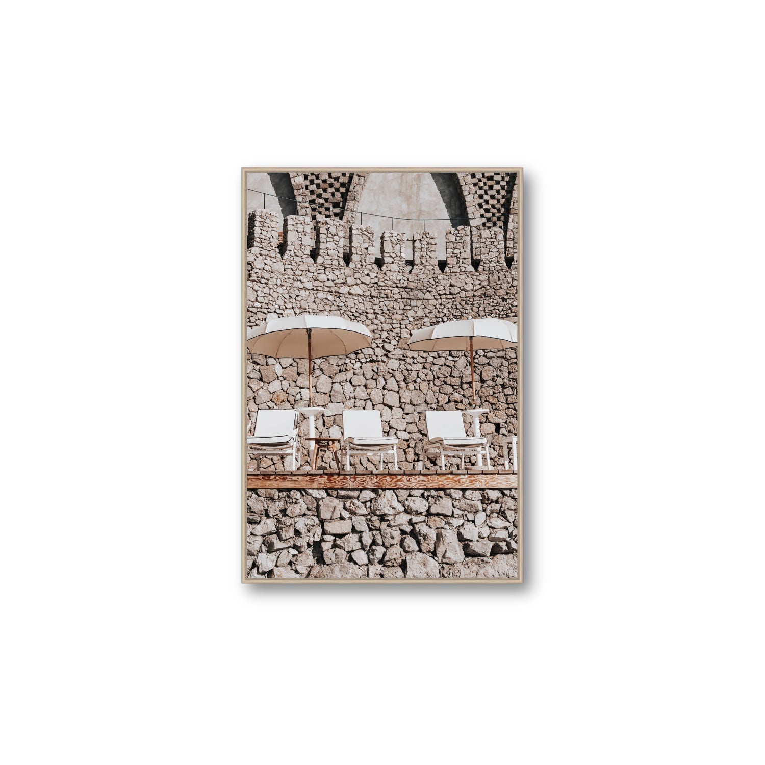 Pietra Amalfitana fine art print, Amalfi, Italy, luxury escapes artwork, Large, Natural Oak Float Frame, Fine Art Canvas