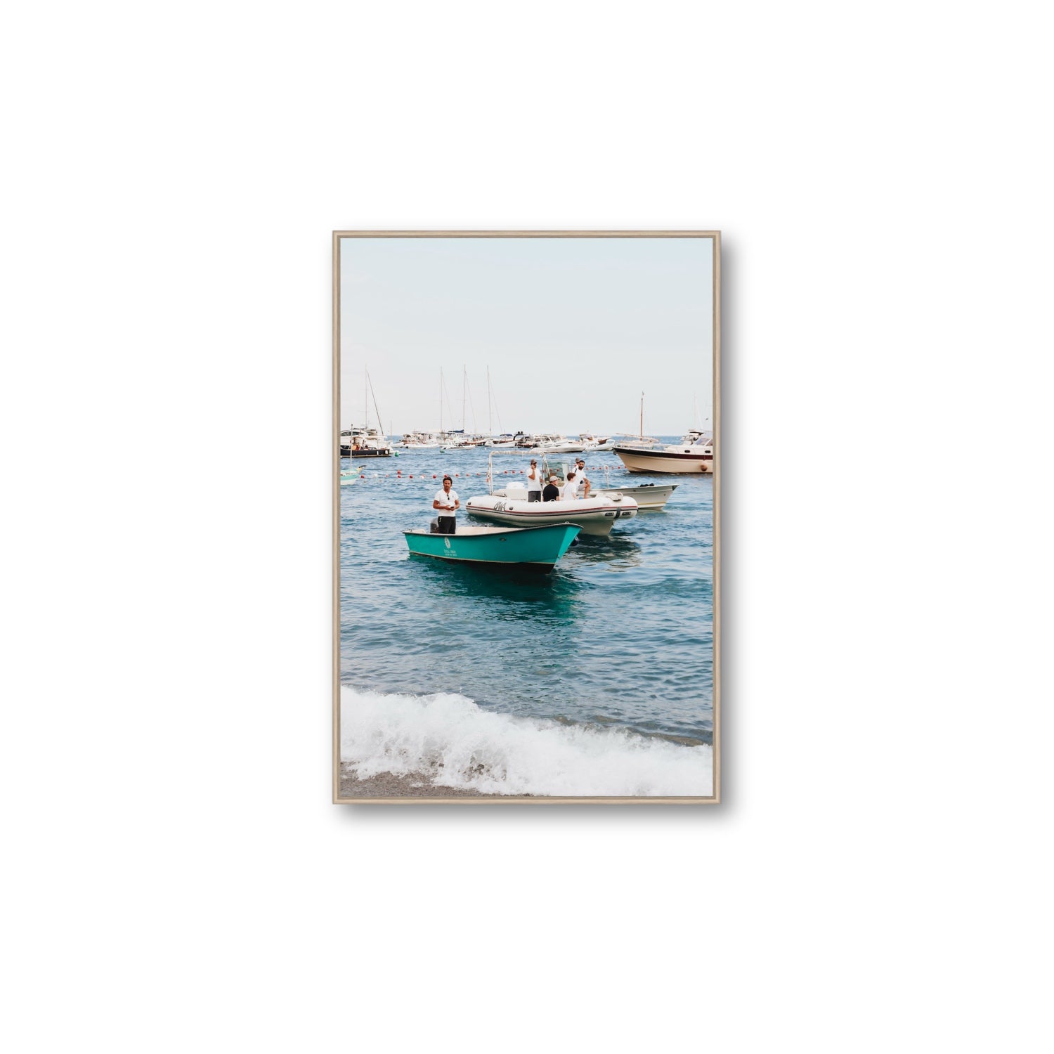 Twilight Tenders Positano wall art Large fine art canvas in natural oak float frame
