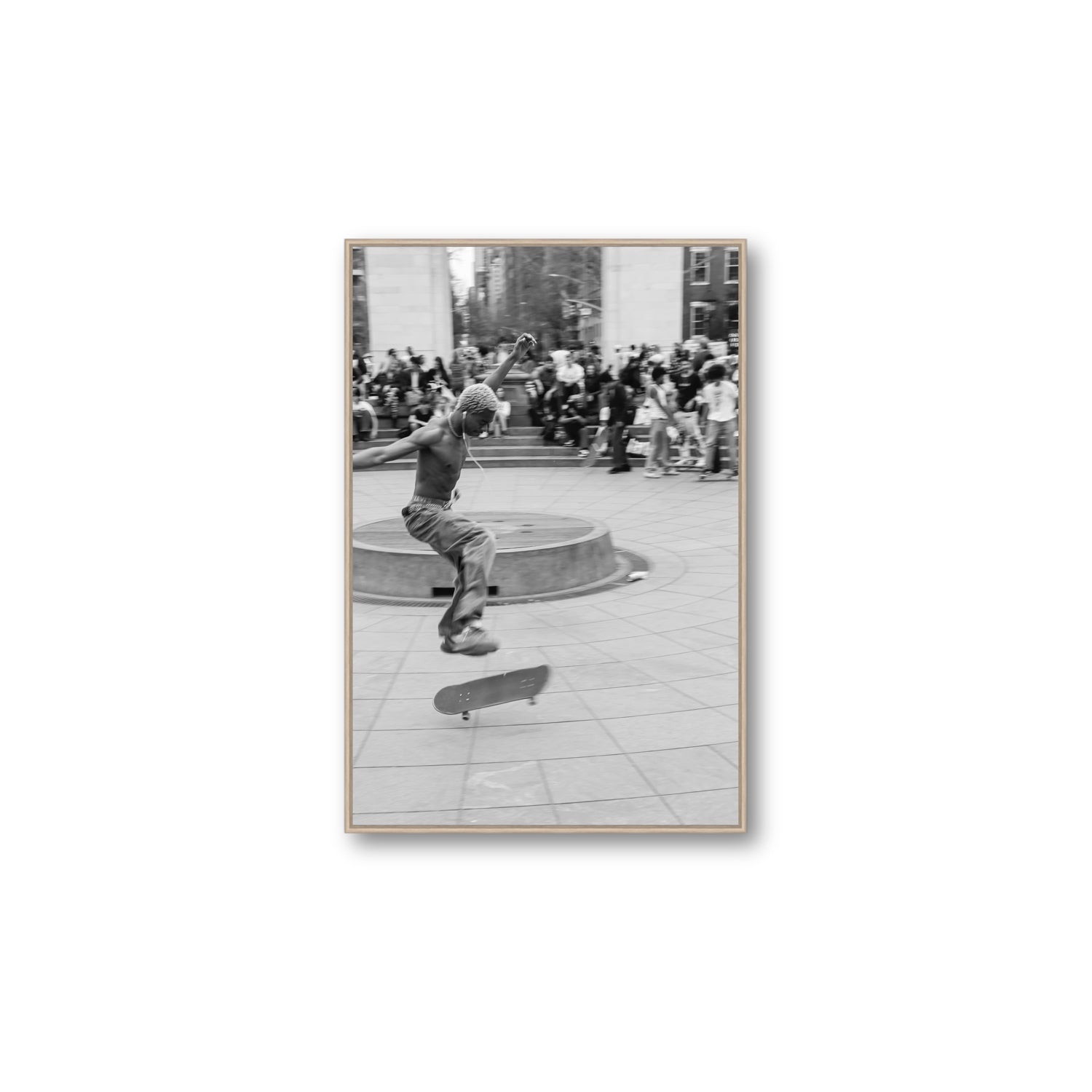 Airborne Rhythms New York NYC Black & White wall art Large fine art canvas in natural oak float frame