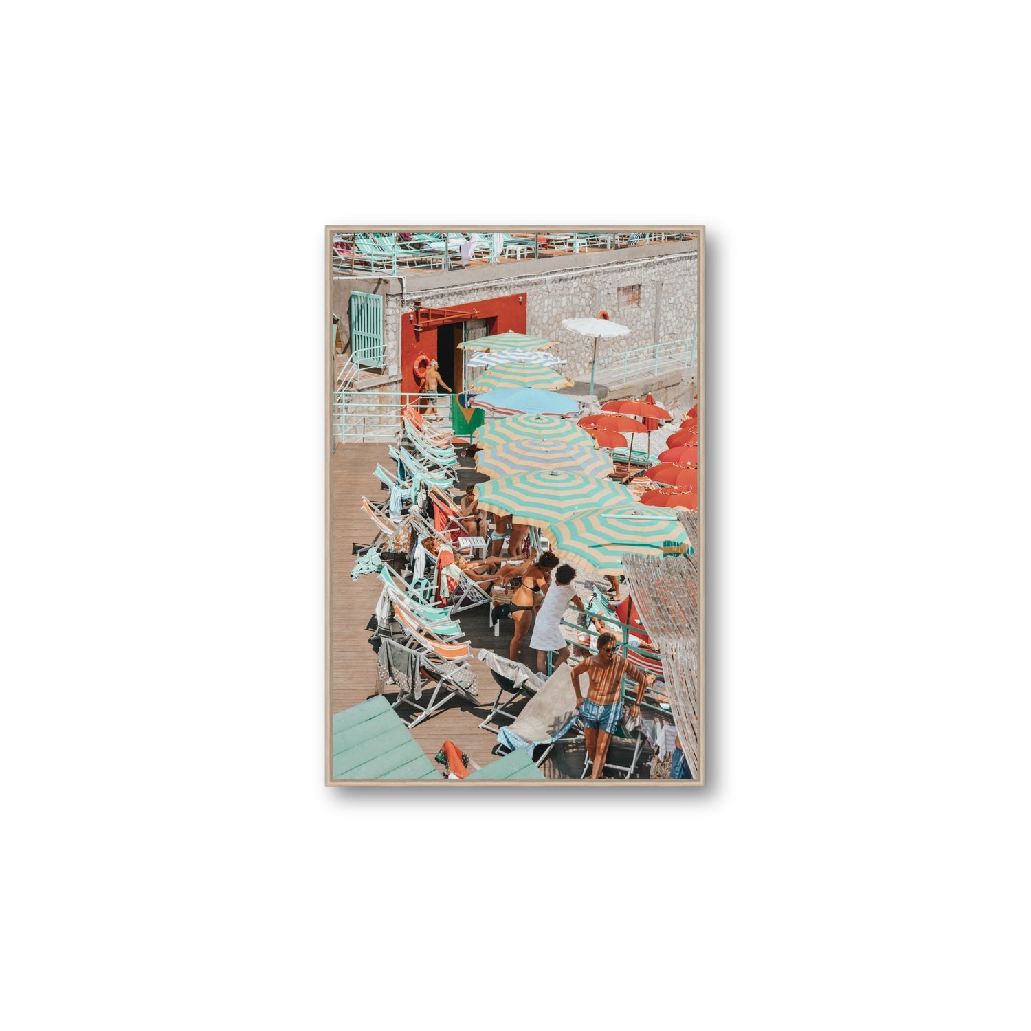Colourful Canopy fine art print, Capri, Italy, Large, Natural Oak Float Frame, Fine Art Canvas