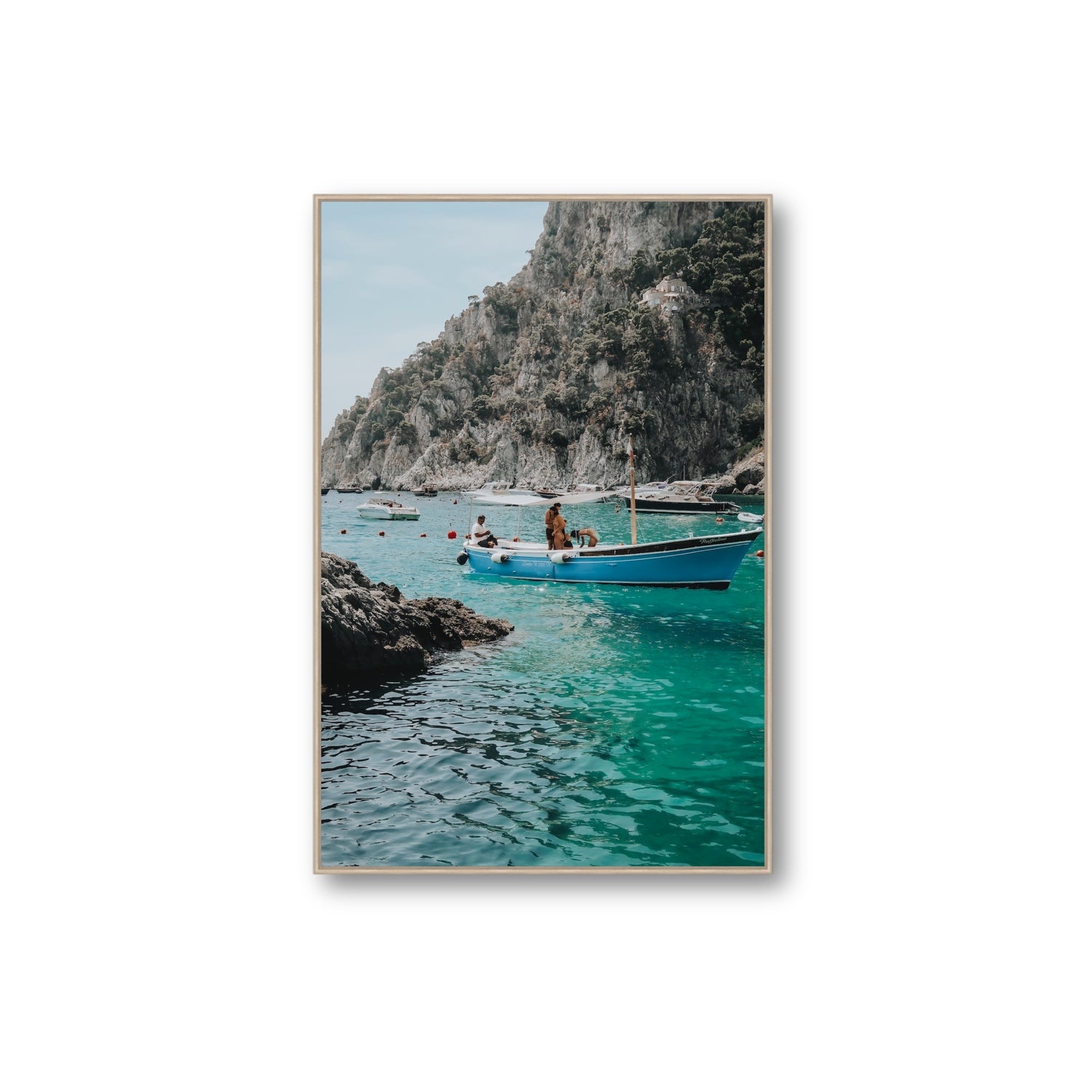 Emerald Escape fine art print, Capri, Italy, Extra Large, Natural Oak Float Frame, Fine Art Canvas