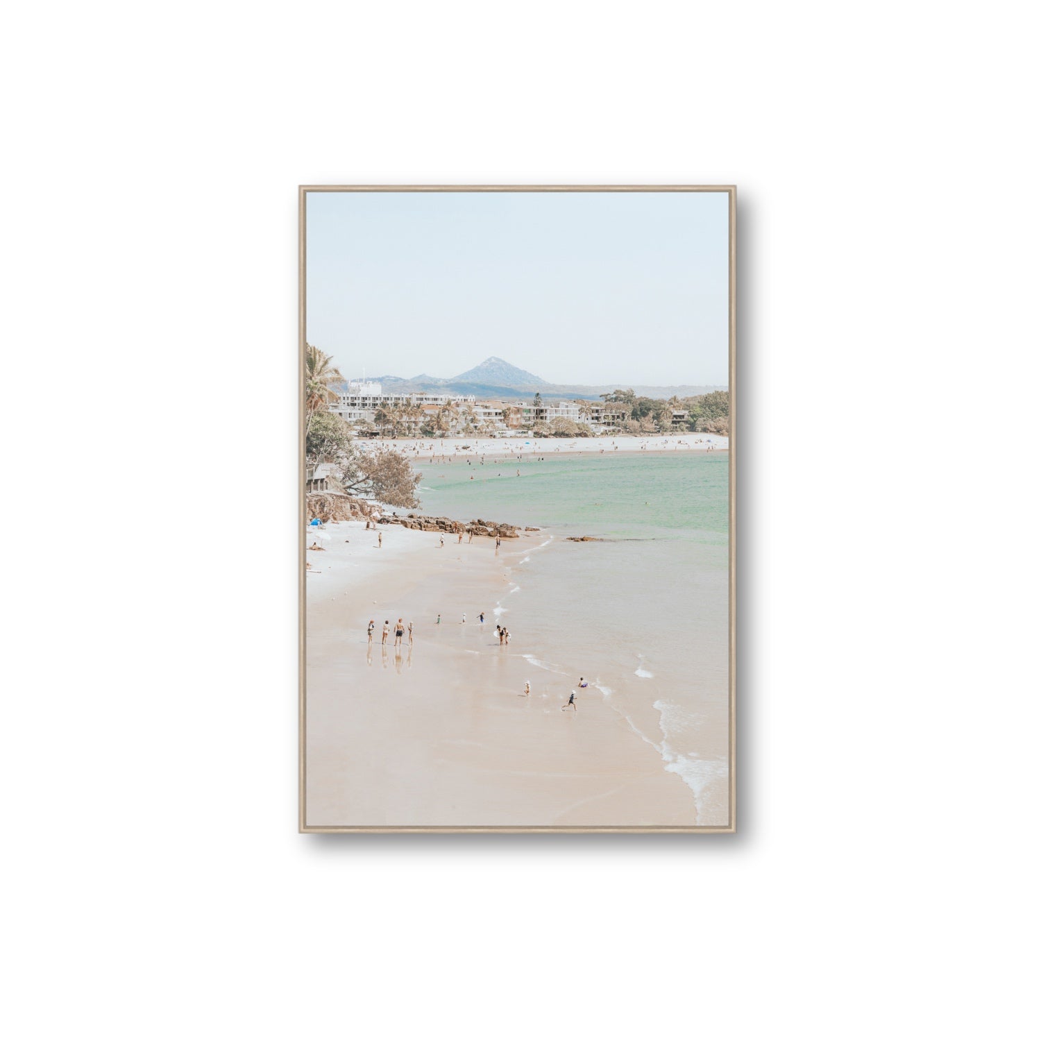 Little Cove Shallows fine art print, Noosa, Australia, coastal scenes artwork, Extra Large, Natural Oak Float Frame, Fine Art Canvas