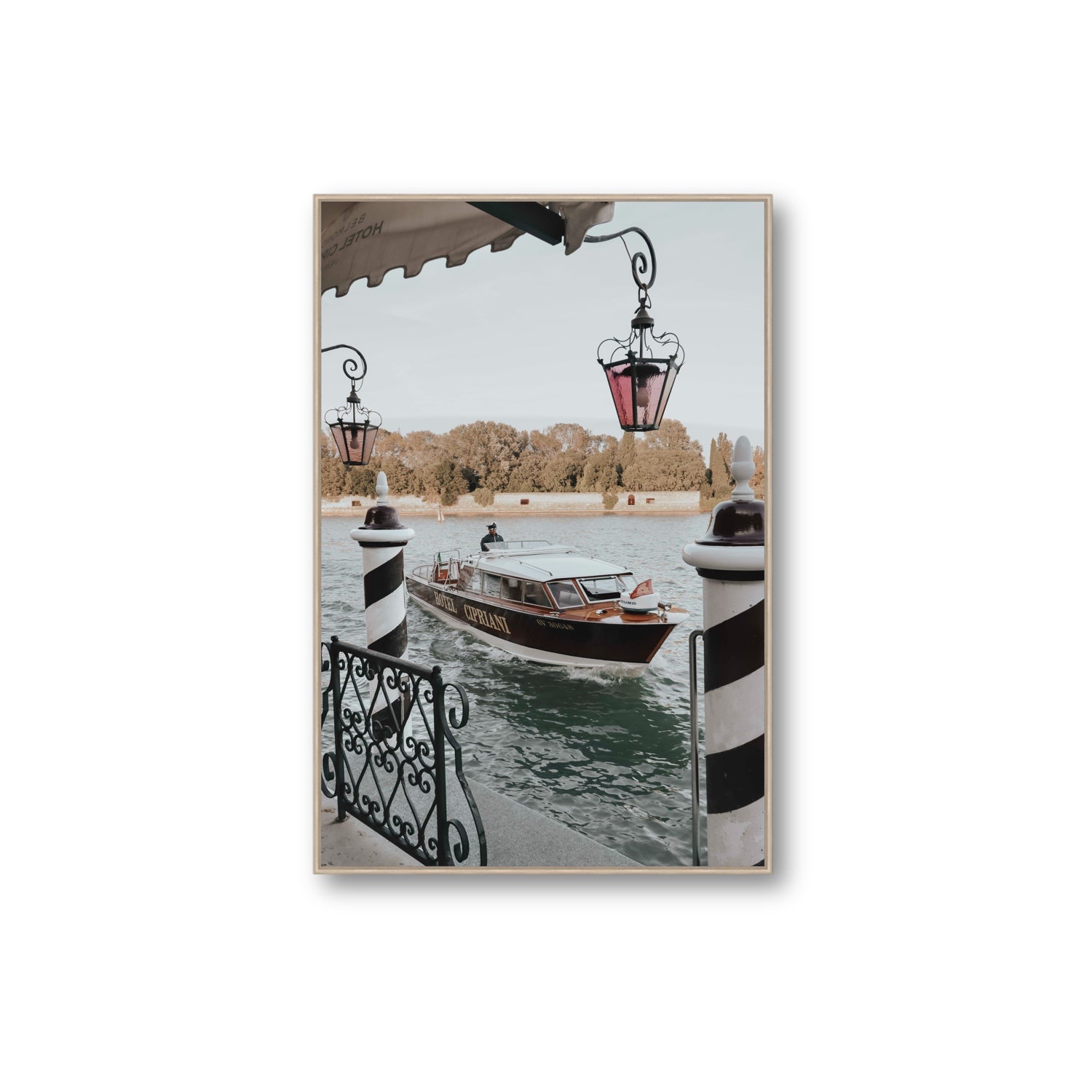 Taxi Shuttle Venice wall art Extra Large fine art canvas in natural oak float frame
