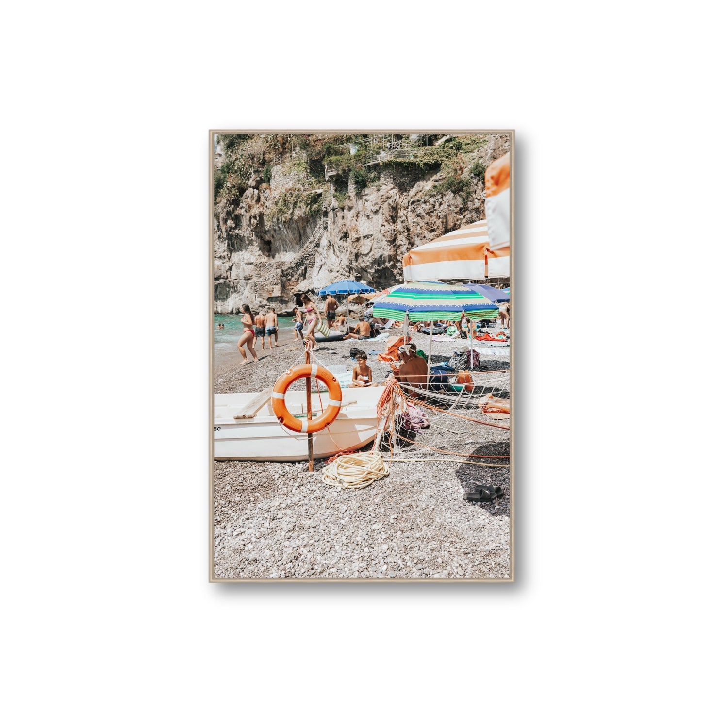 Il Ragazzo fine art print, Positano, Italy, Extra Large, Natural Oak Float Frame, Fine Art Canvas