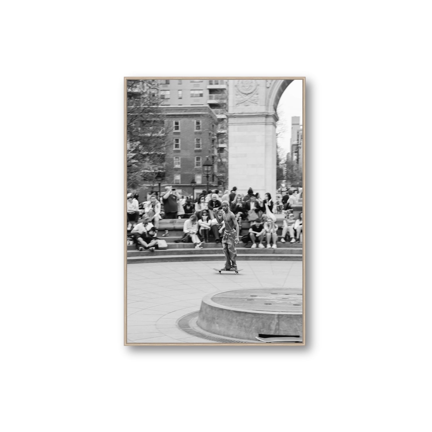Parkside Pirouettes New York NYC Black & White wall art Extra Large fine art canvas in natural oak float frame