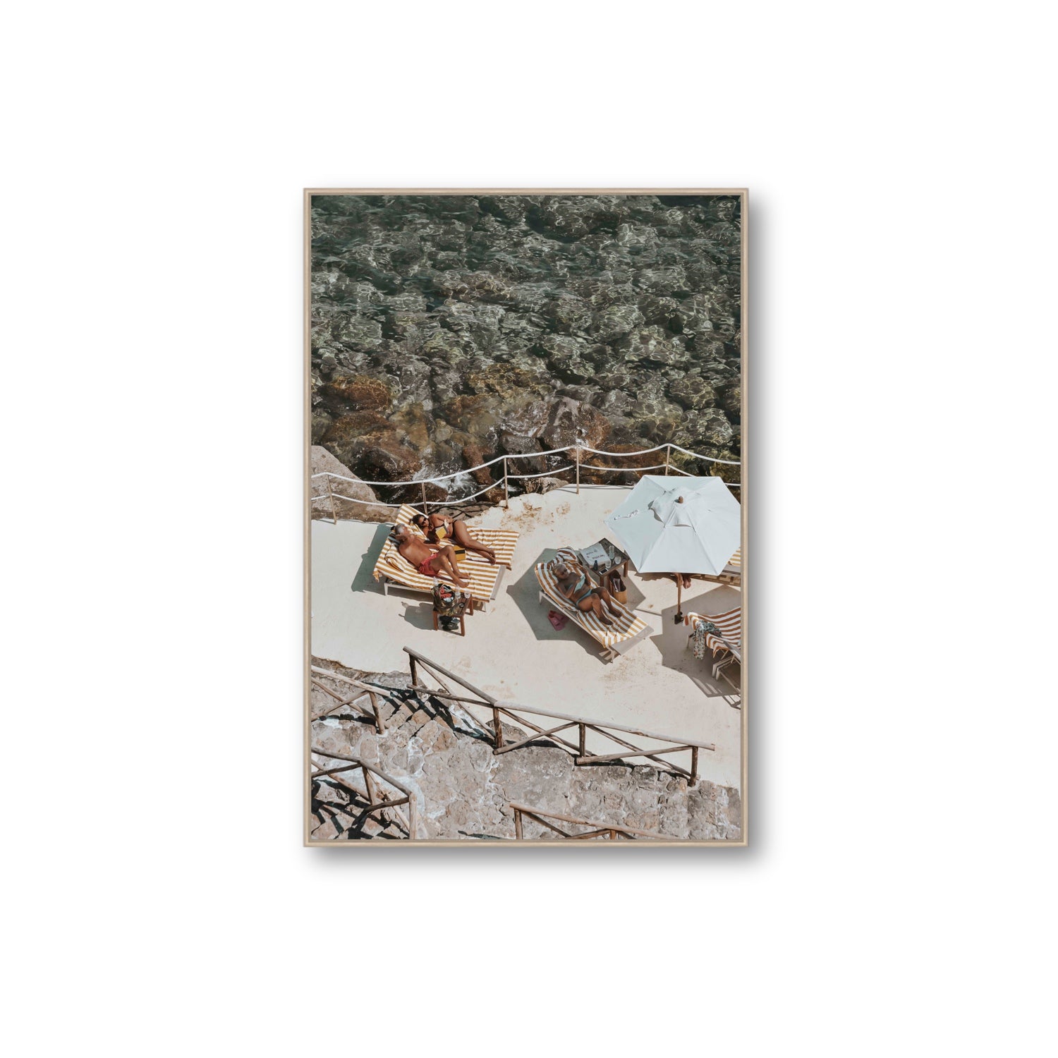 Lounge Lizards Tuscany Italian decor wall art Extra Large fine art canvas in natural oak float frame