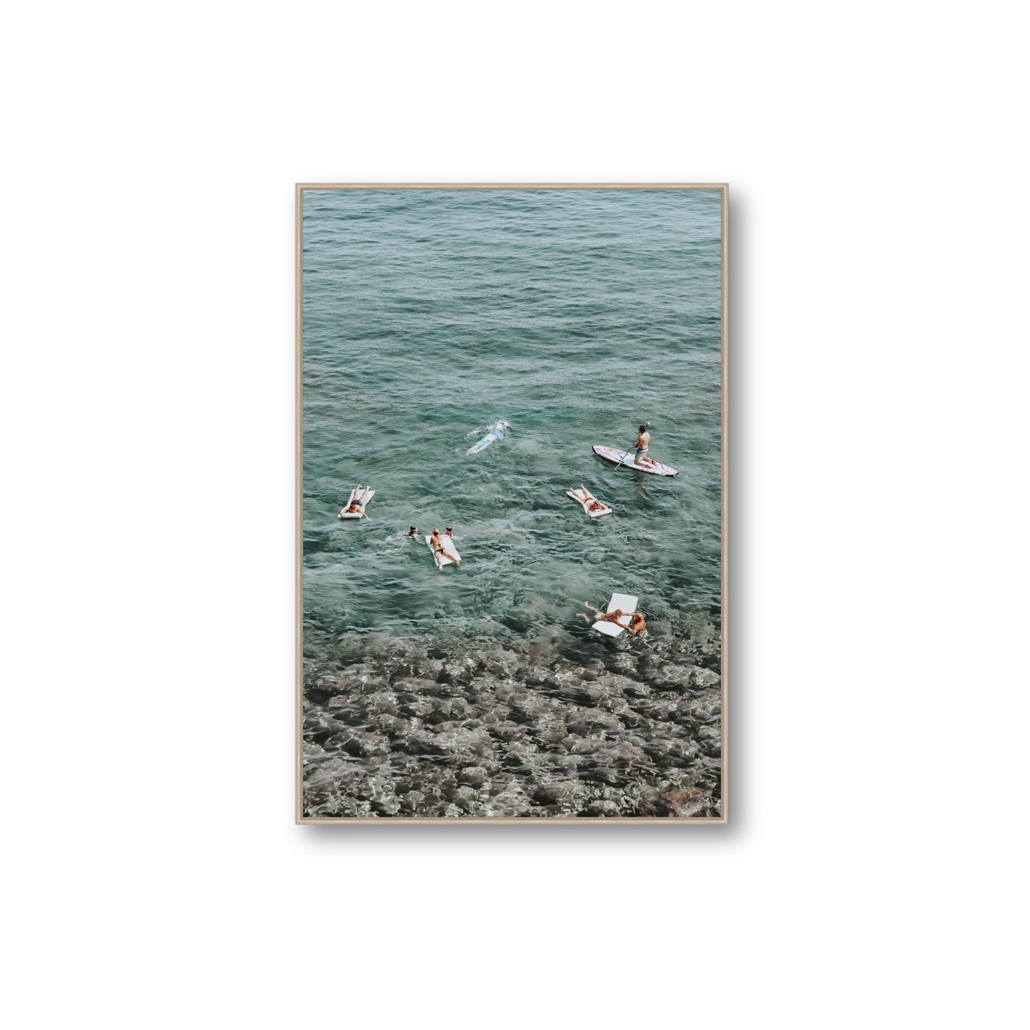 The Big Chill Tuscany coastal Italian wall art Extra Large fine art canvas in natural oak float frame