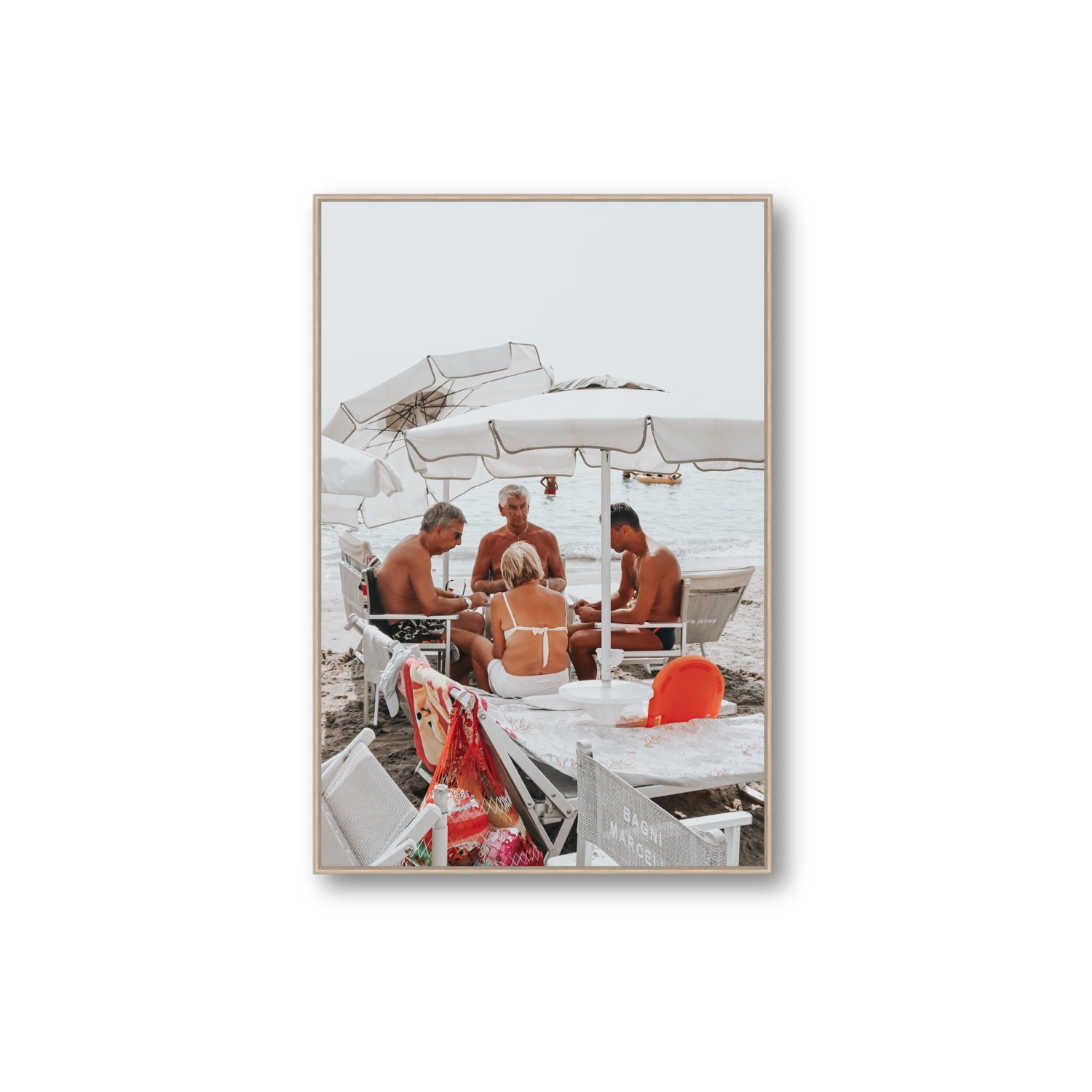 Luck Of The Draw fine art print, Alassio, Italy, Extra Large, Natural Oak Float Frame, Fine Art Canvas