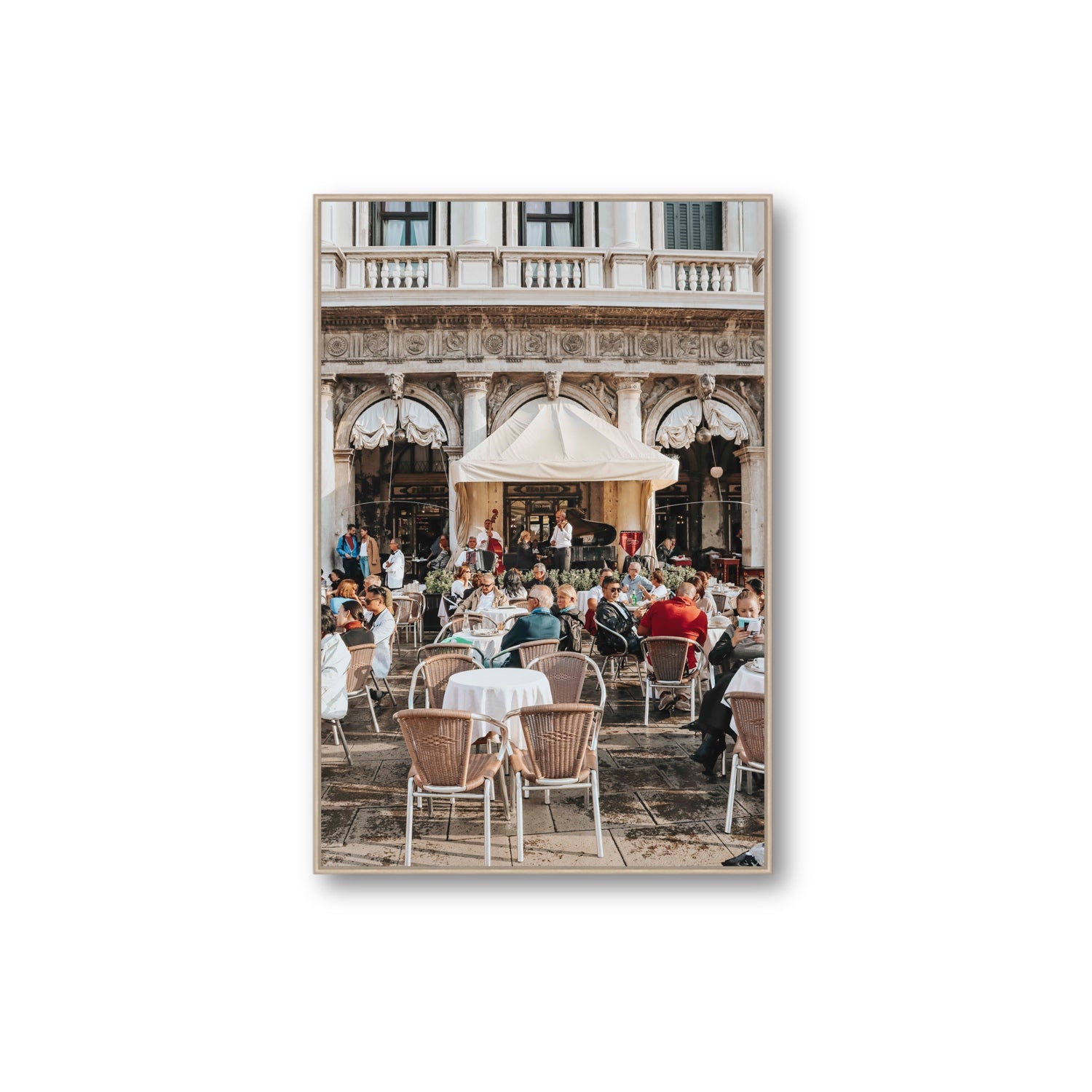 Piazza San Marco Venice Italian wall art Extra Large fine art canvas in natural oak float frame