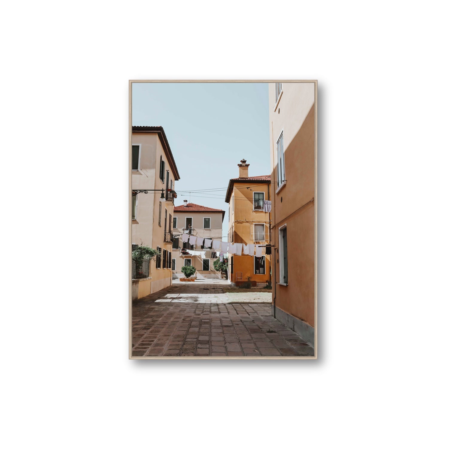 Terraferma Venice Italian wall art Extra Large fine art canvas in natural oak float frame