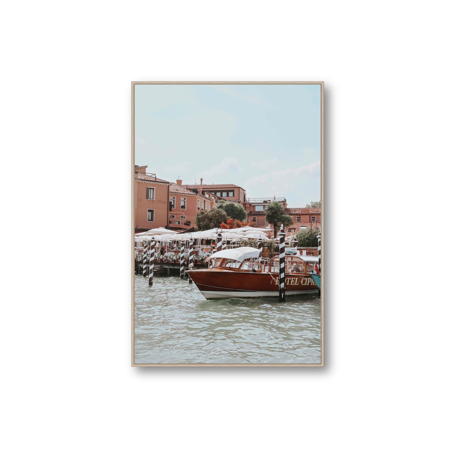 Queen Of The Adriatic Venice Italian wall art Extra Large fine art canvas in natural oak float frame