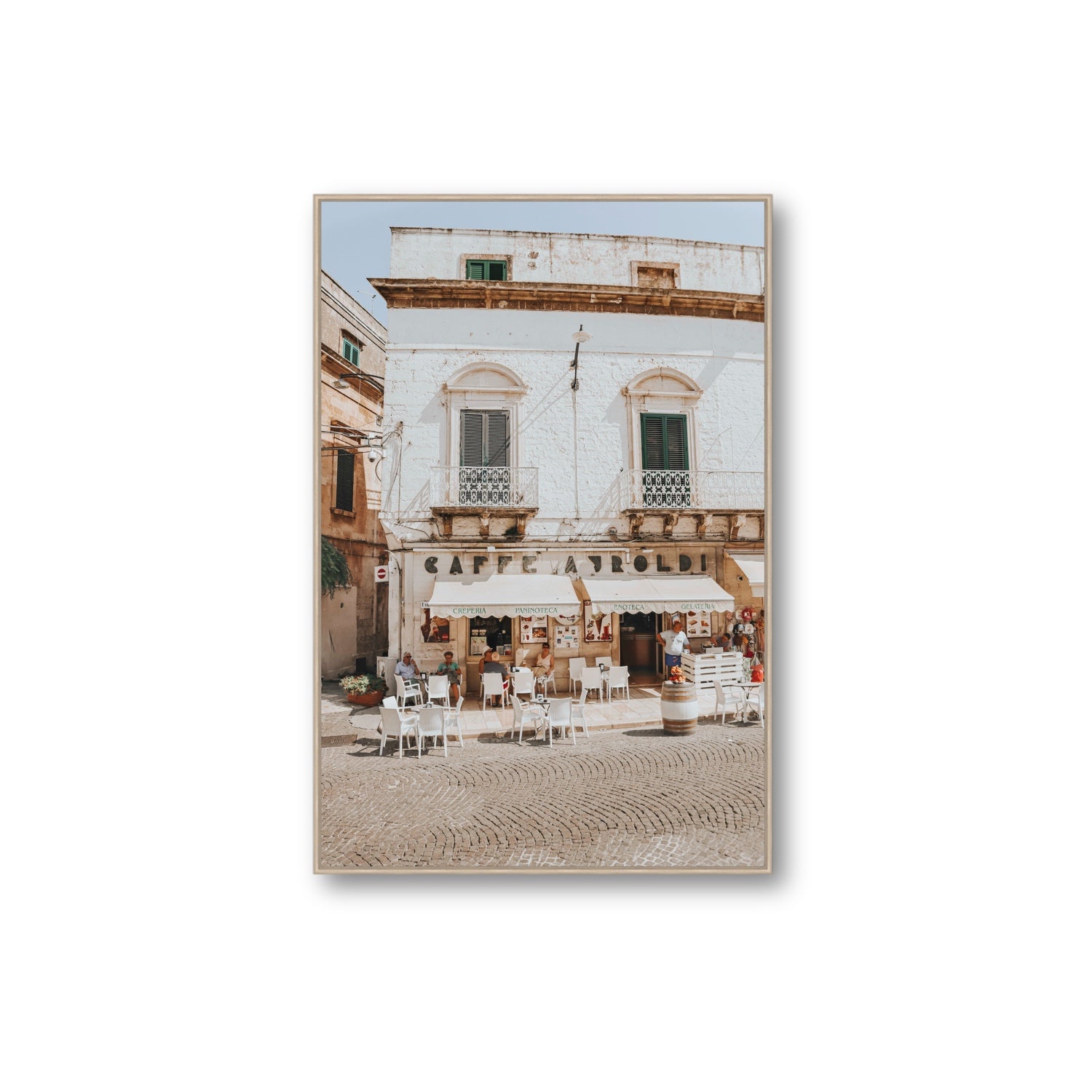 L'Ora di Pranzo Puglia L’Ora di Pranzo Italian art print Extra Large fine art canvas in natural oak float frame