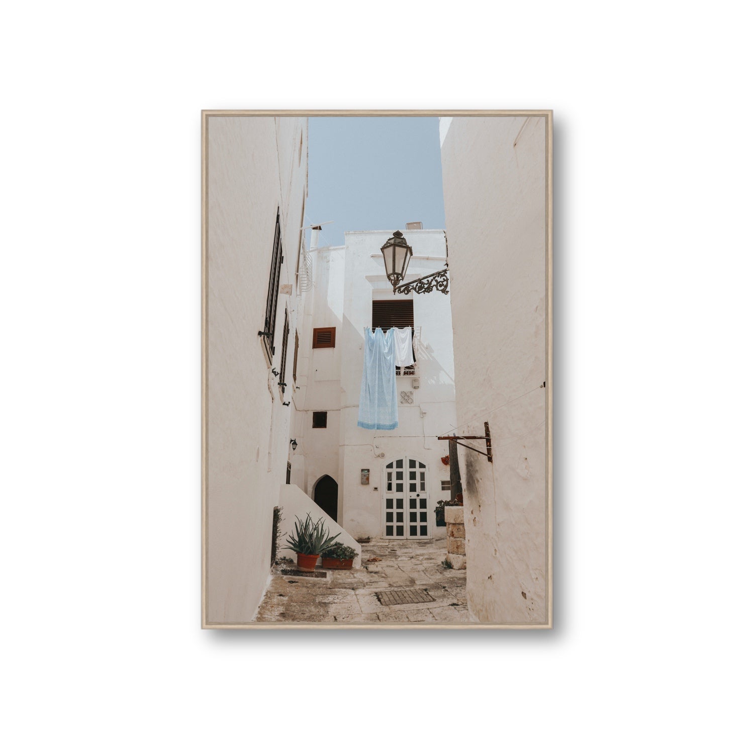 Laundry Day fine art print, Puglia, Italy, Giant, Natural Oak Float Frame, Fine Art Canvas