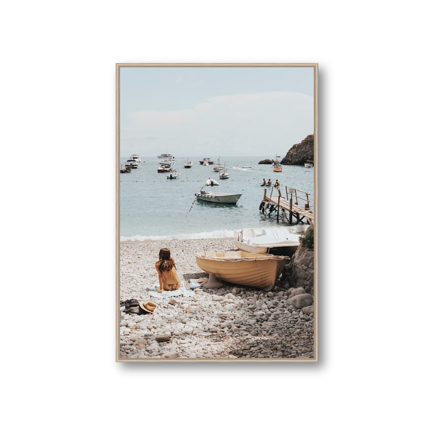 Solo Sojourn Nerano wall art Giant fine art canvas in natural oak float frame