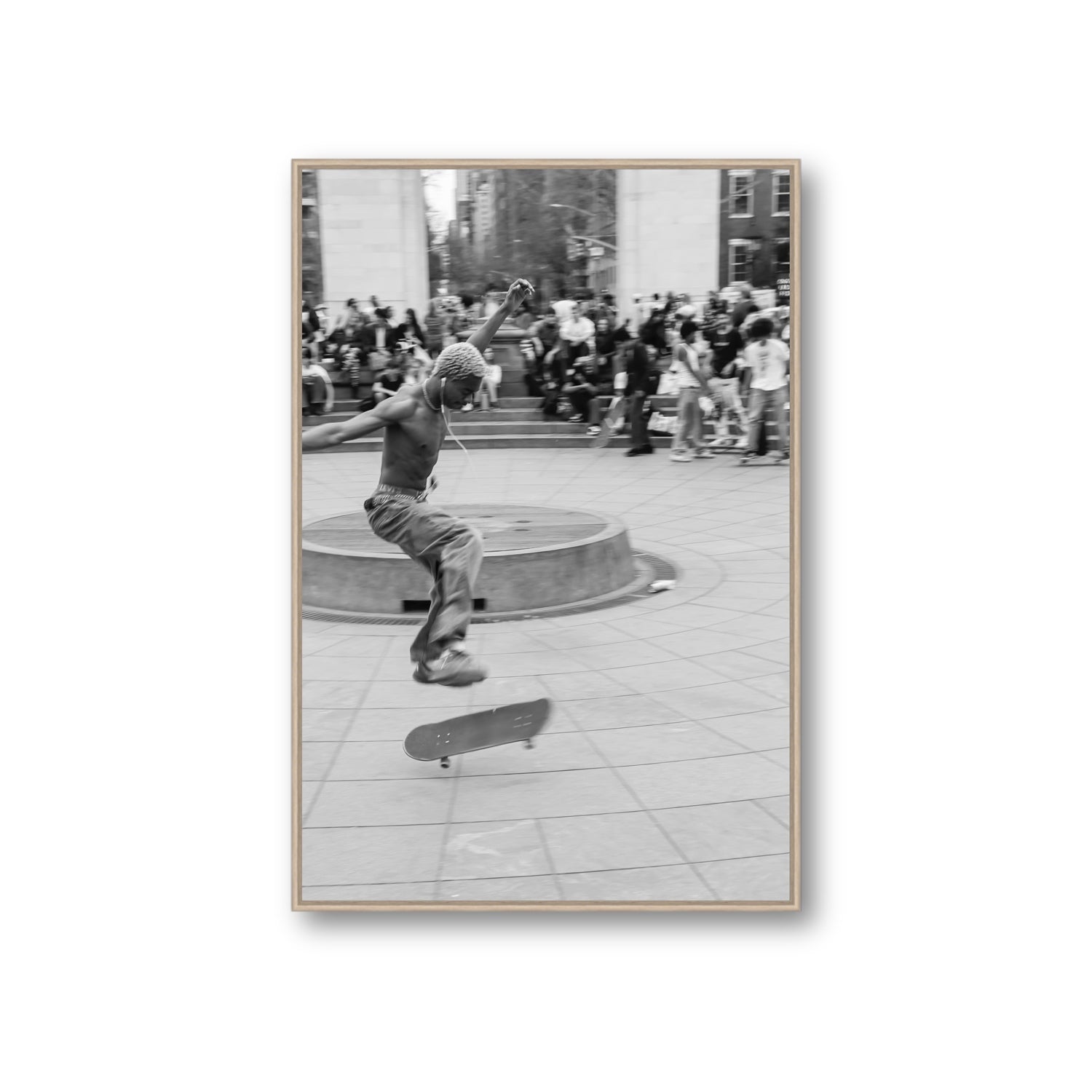 Airborne Rhythms New York NYC Black & White wall art Giant fine art canvas in natural oak float frame