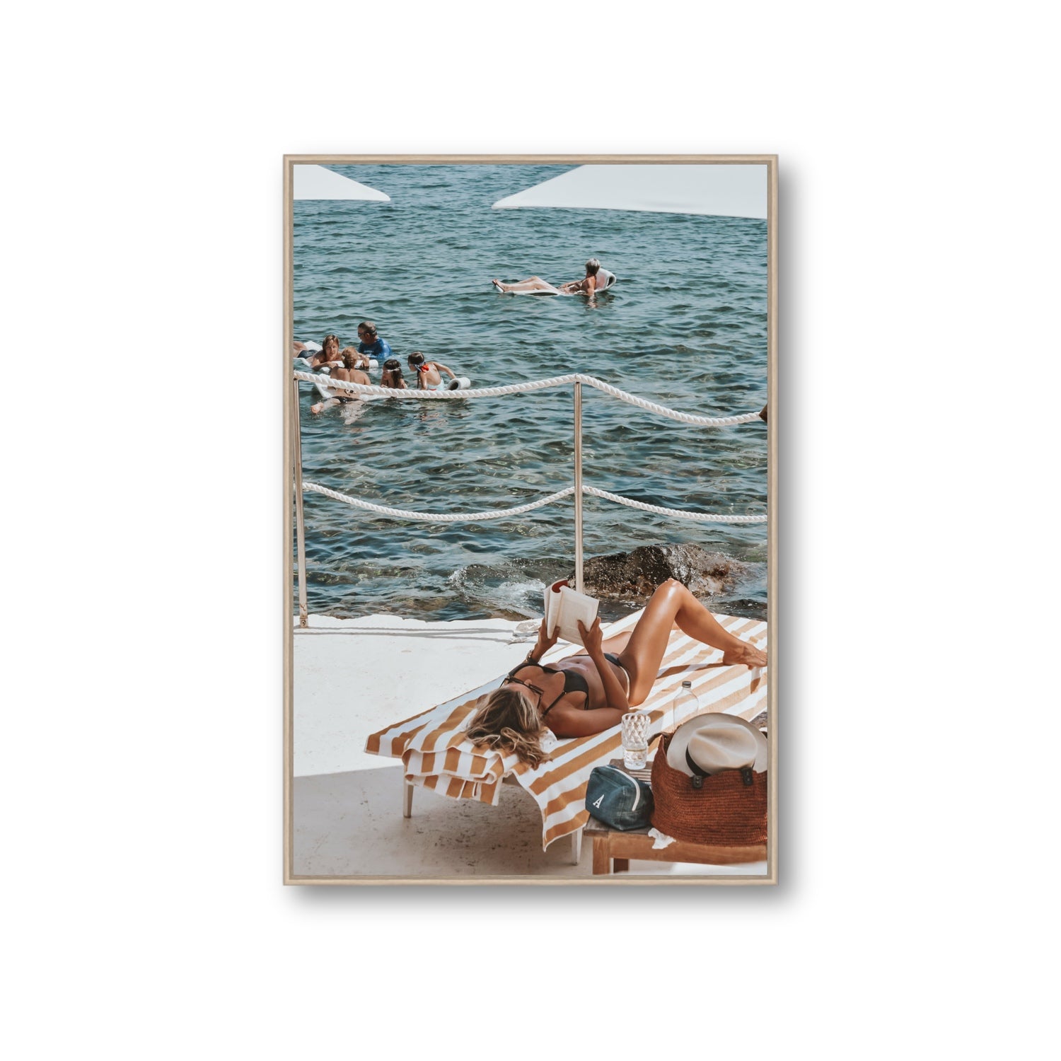 Cloud Nine Tuscany Italian decor wall art Giant fine art canvas in natural oak float frame
