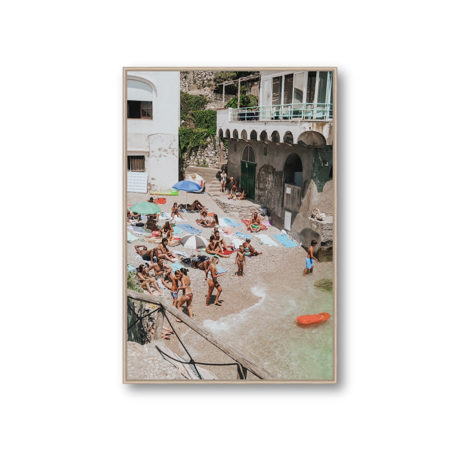 The Sunbathers Oasis fine art print, Capri, Italy, Giant, Natural Oak Float Frame, Fine Art Canvas