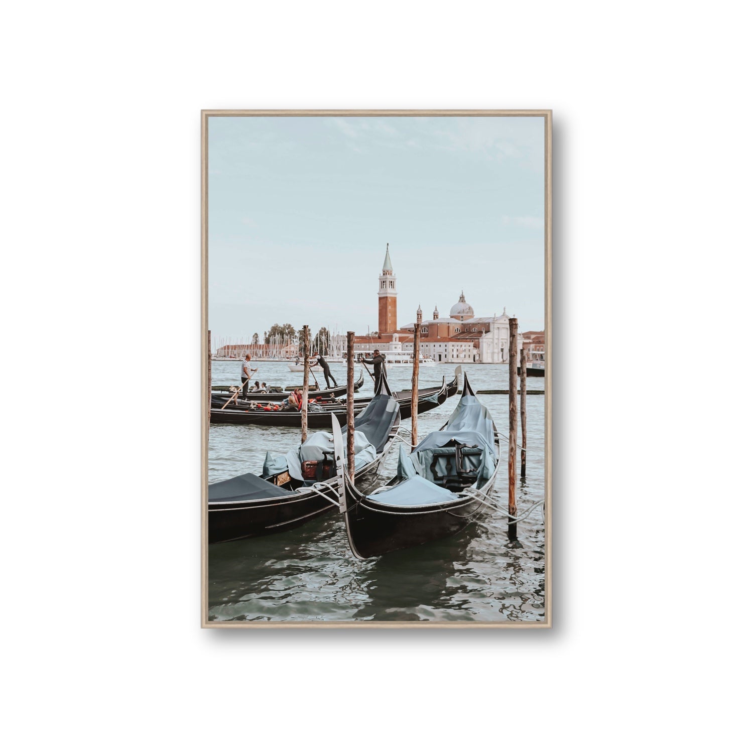 Italian Commute Venice Italian Mediterranean decor wall art Giant fine art canvas in natural oak float frame
