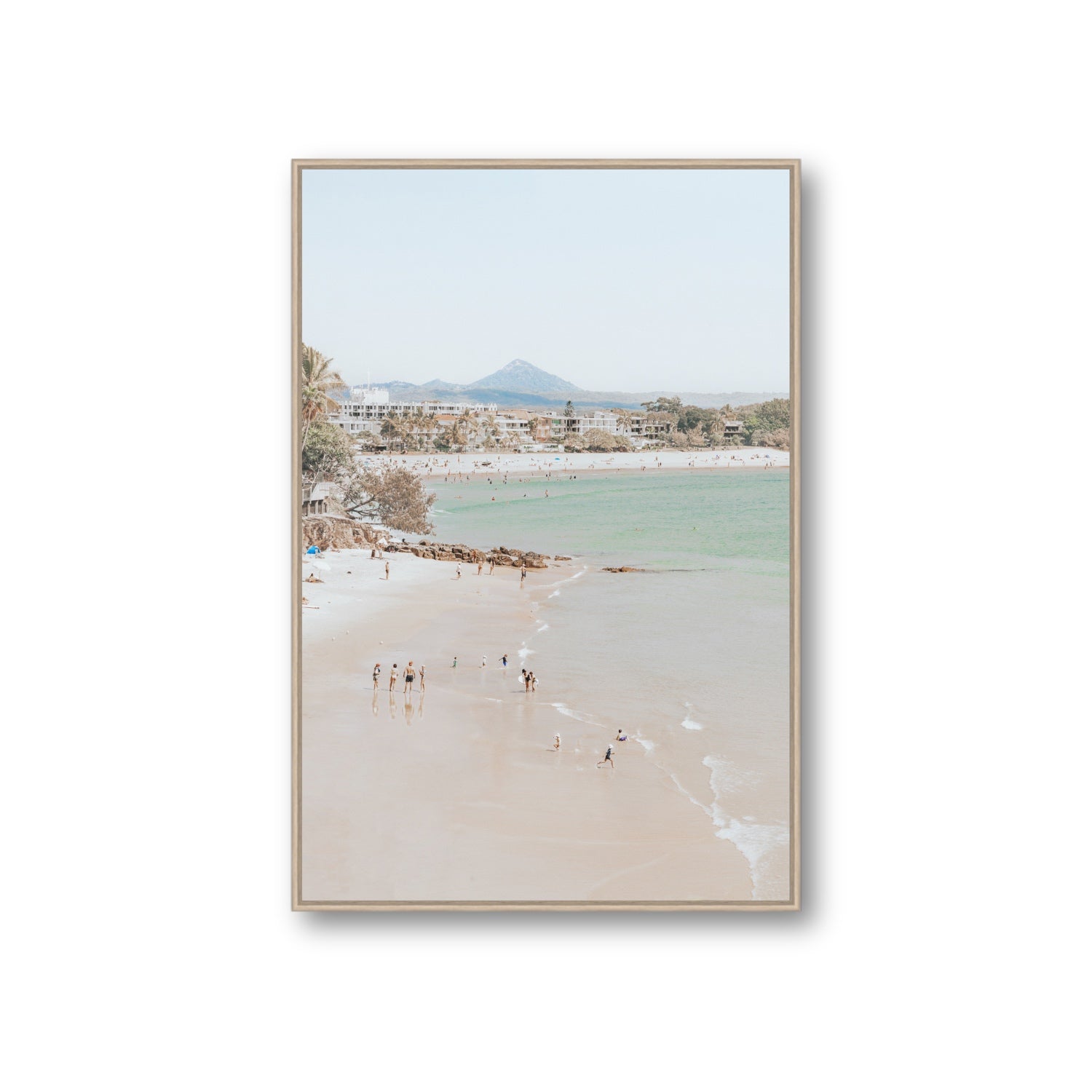 Little Cove Shallows fine art print, Noosa, Australia, coastal scenes artwork, Giant, Natural Oak Float Frame, Fine Art Canvas