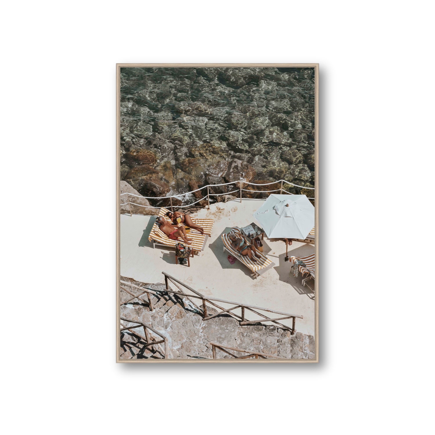 Lounge Lizards Tuscany Italian decor wall art Giant fine art canvas in natural oak float frame