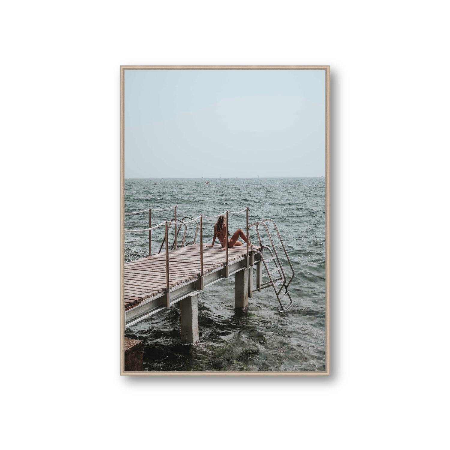 The Dock's Whisper fine art print, Tuscany, Italy, Giant, Natural Oak Float Frame, Fine Art Canvas