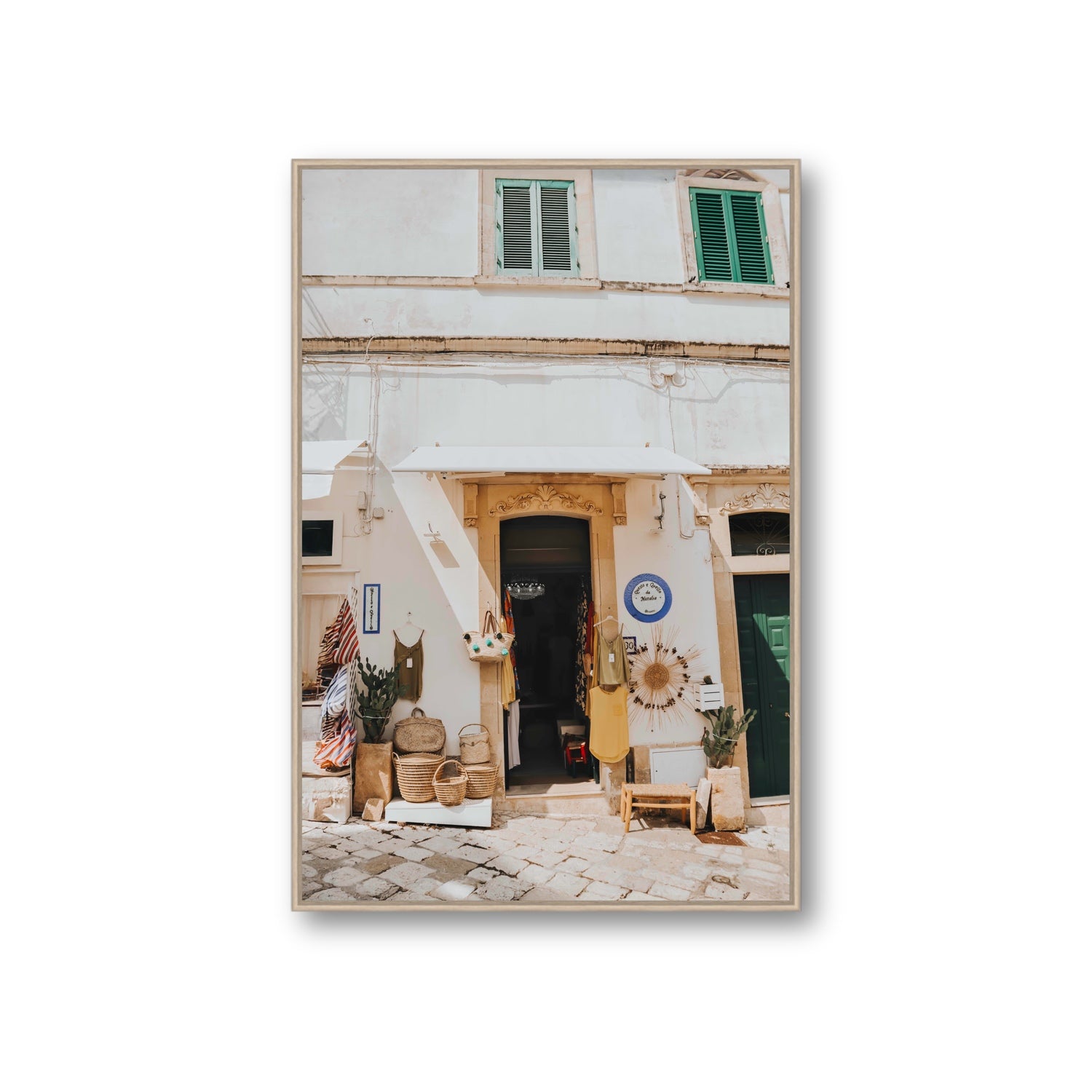 Artisan Ambience Puglia Italian wall art Giant fine art canvas in natural oak float frame