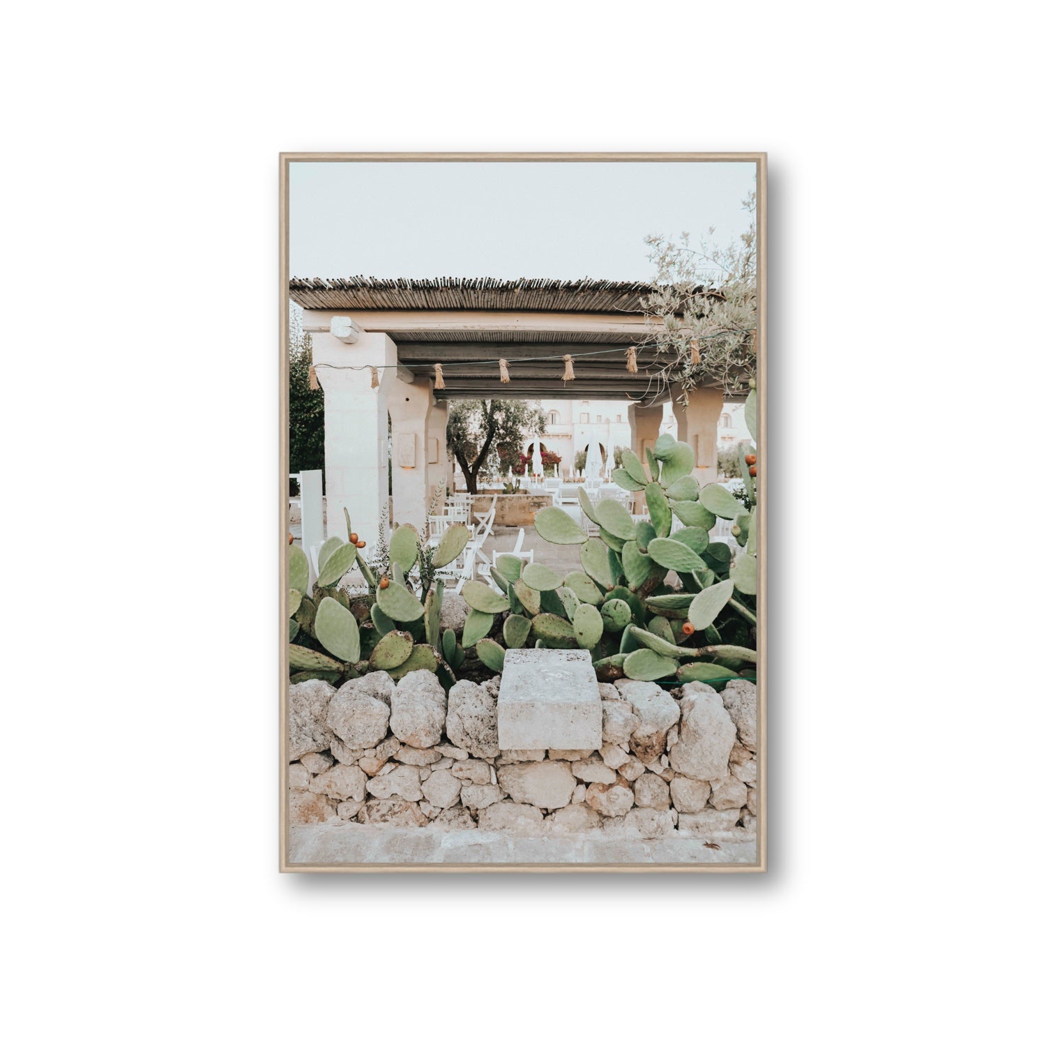Puglia Flora Puglia Borgo Egnazia Mediterranean wall art Giant fine art canvas in natural oak float frame