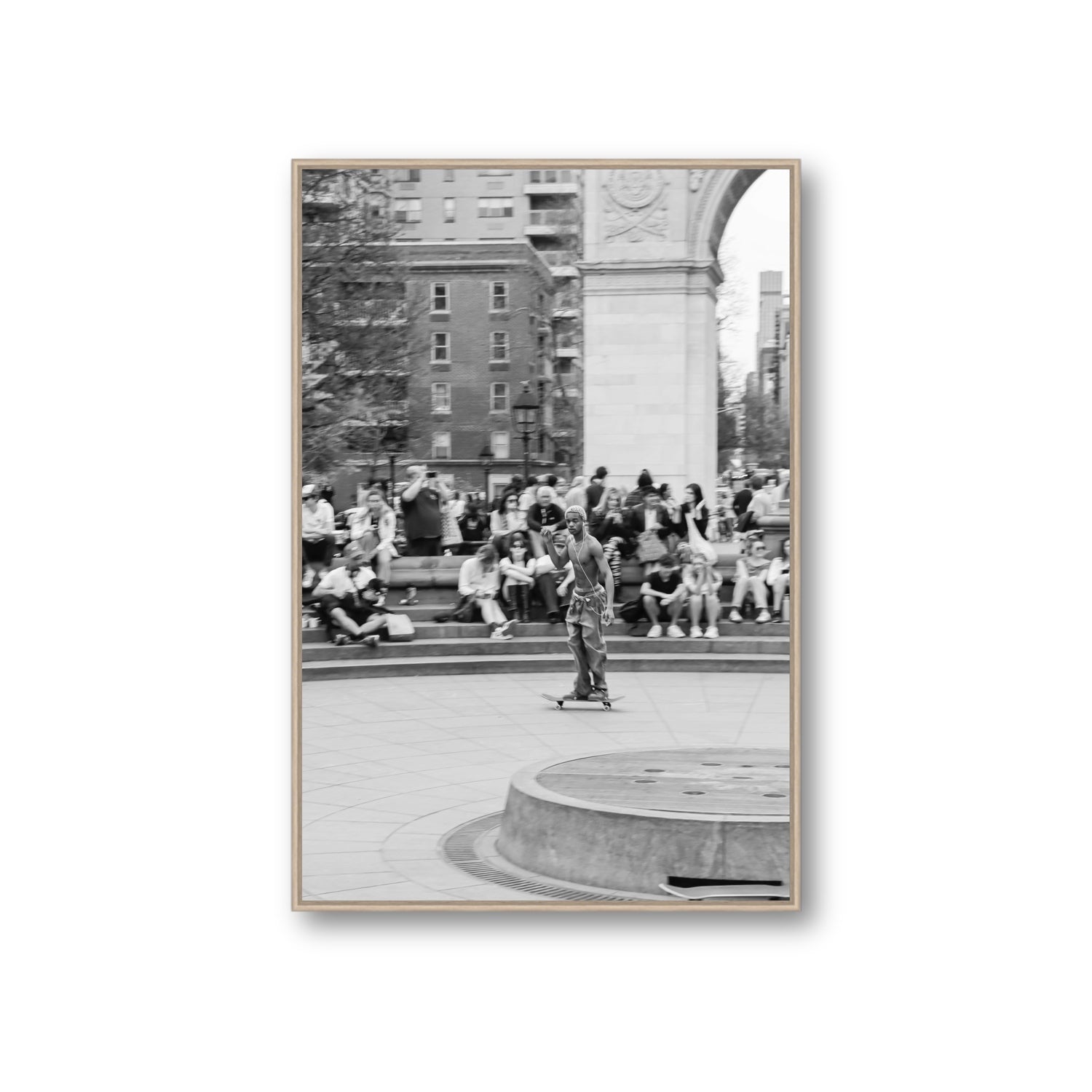 Parkside Pirouettes New York NYC Black & White wall art Giant fine art canvas in natural oak float frame