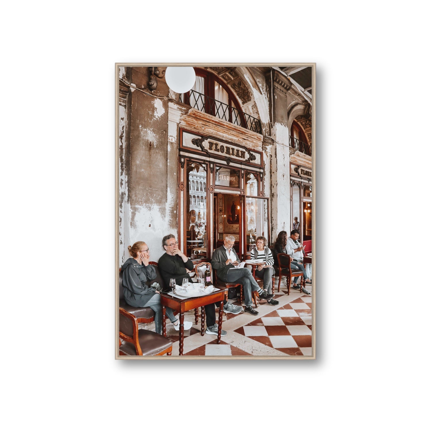 Tea Room Venice Italian wall art Giant fine art canvas in natural oak float frame