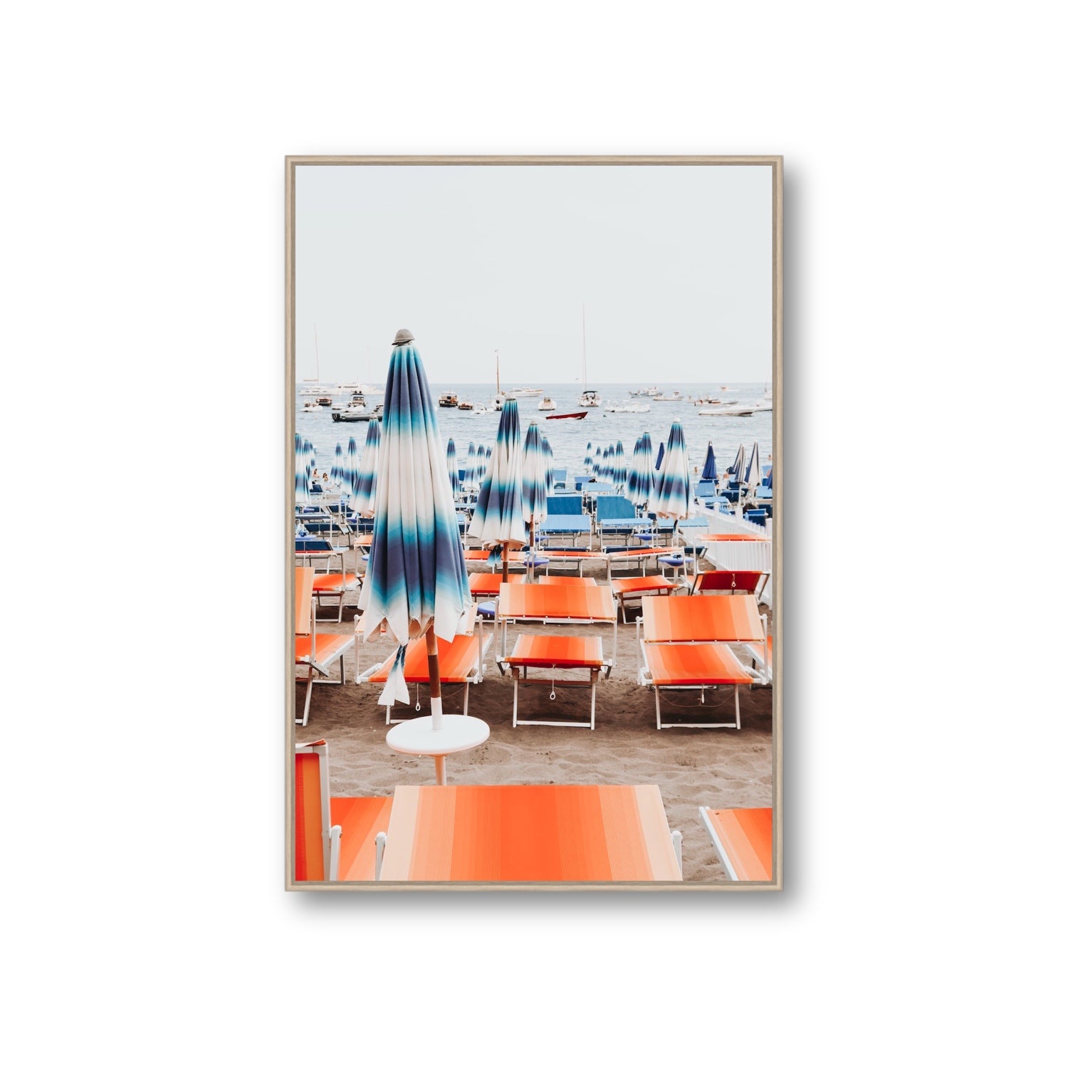 Orange Crush fine art print, Positano, Italy, Giant, Natural Oak Float Frame, Fine Art Canvas