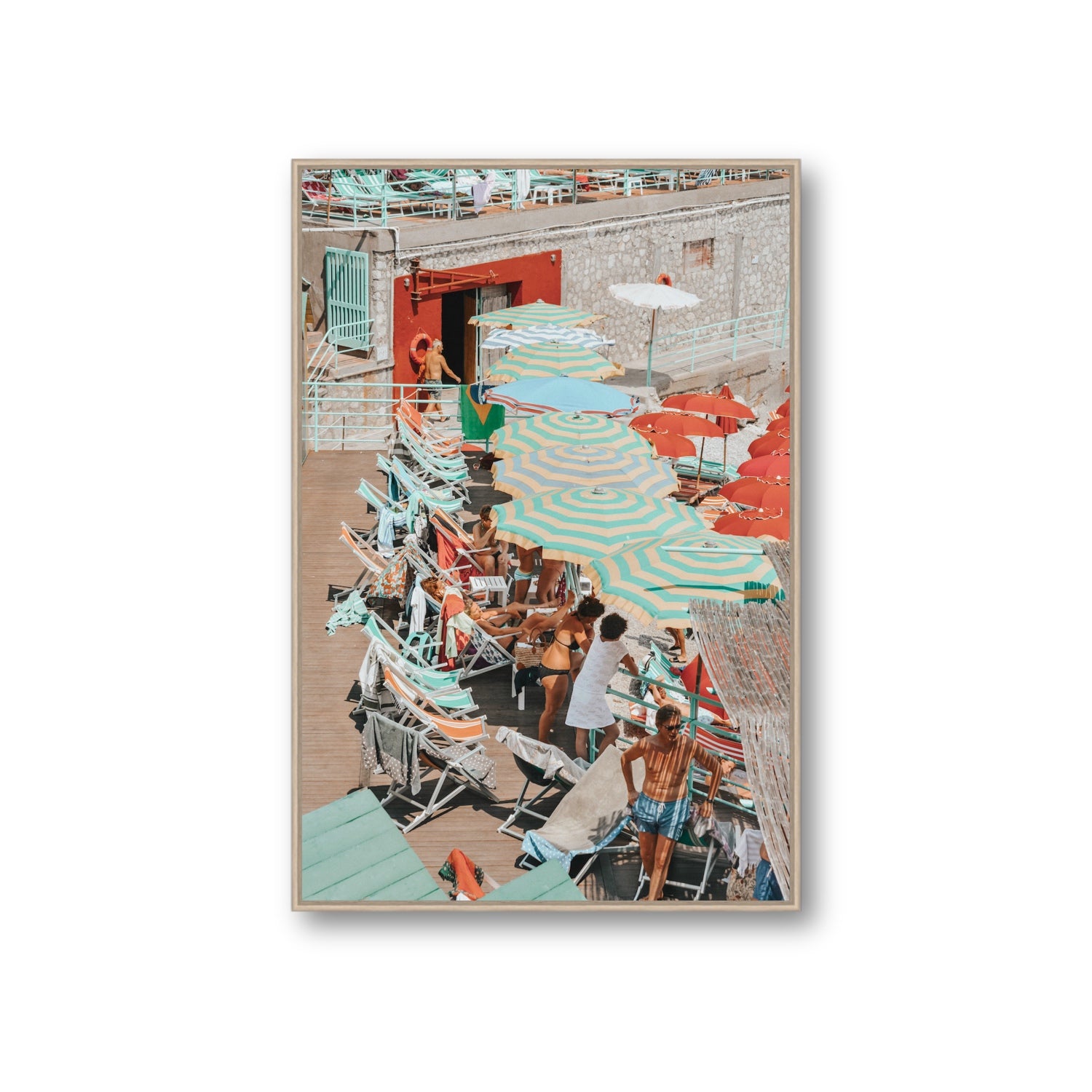 Colourful Canopy fine art print, Capri, Italy, Giant, Natural Oak Float Frame, Fine Art Canvas