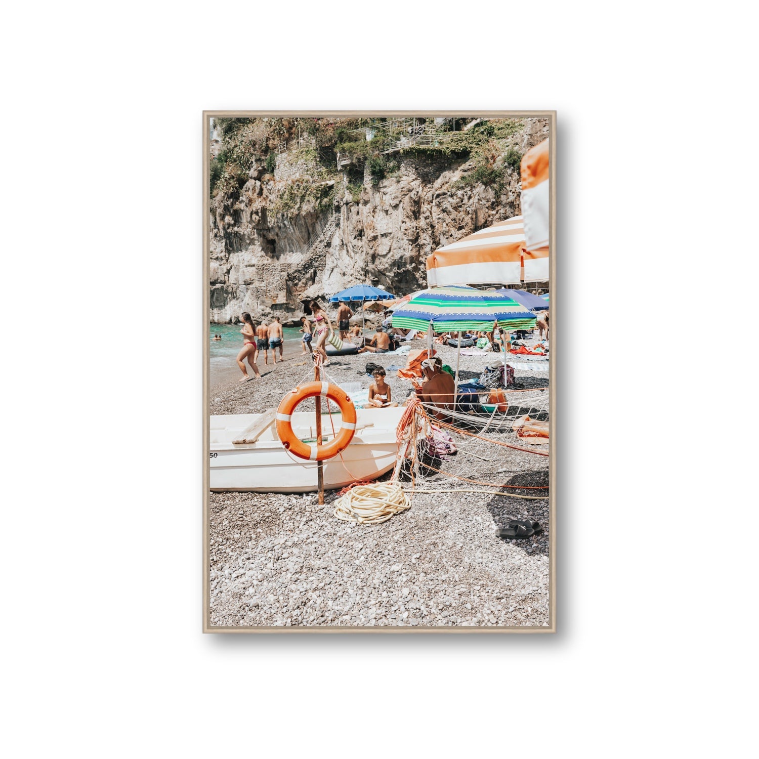 Il Ragazzo fine art print, Positano, Italy, Giant, Natural Oak Float Frame, Fine Art Canvas