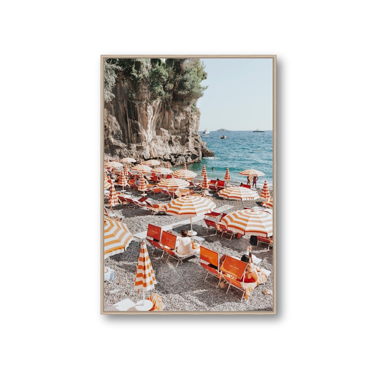 Tangerine Dream fine art print, Positano, Italy, Giant, Natural Oak Float Frame, Fine Art Canvas