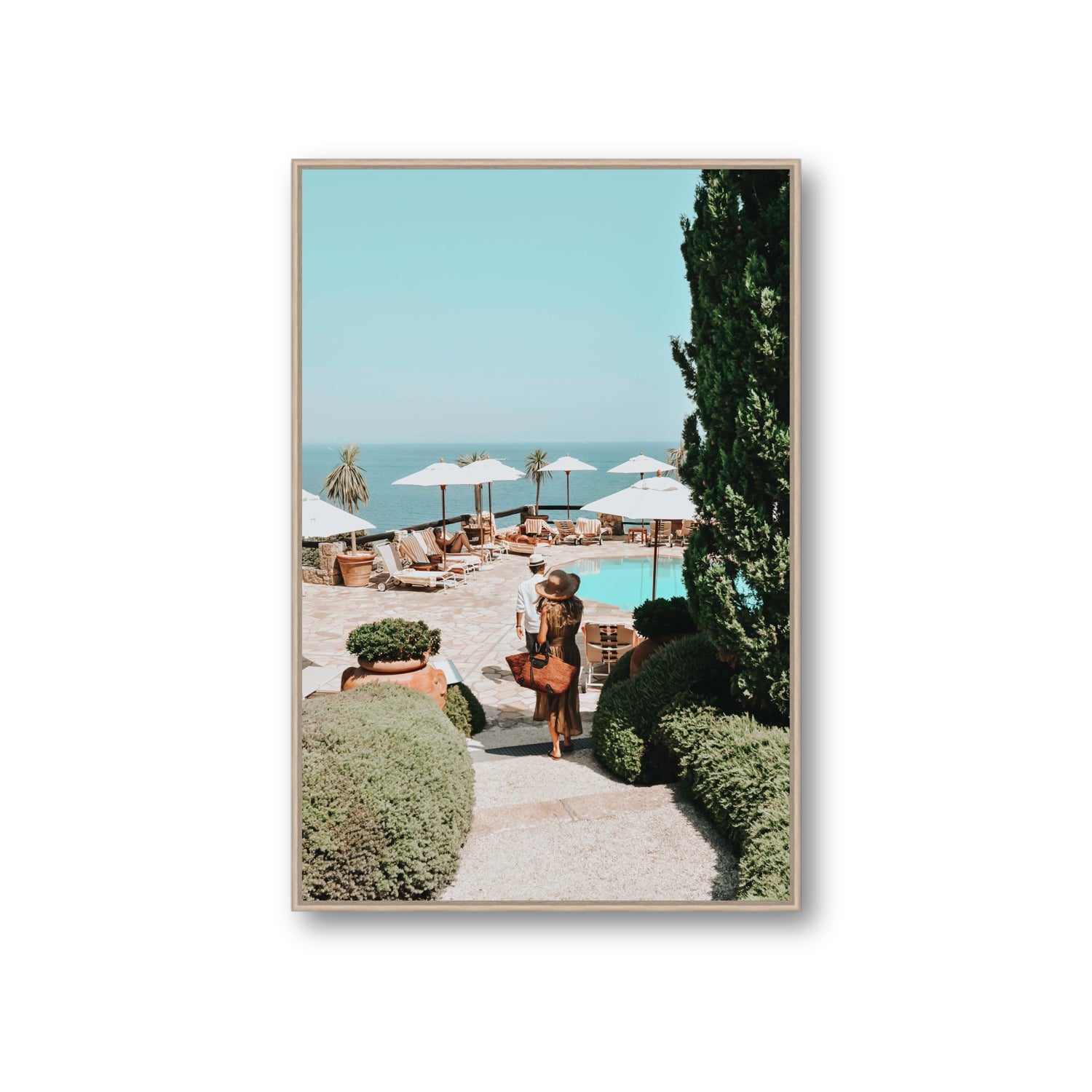 The World Is Your Catwalk Tuscany coastal wall art Giant fine art canvas in natural oak float frame