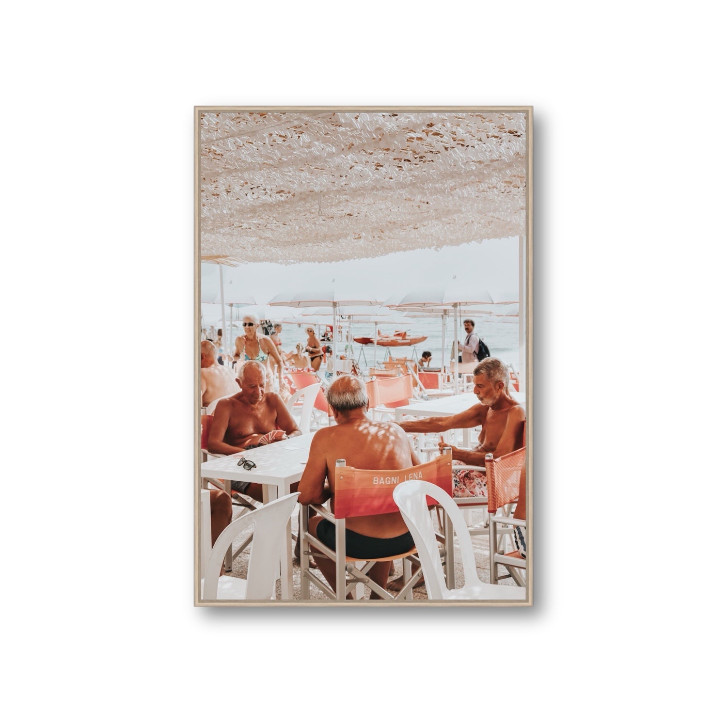 The Players fine art print, Alassio, Italy, Giant, Natural Oak Float Frame, Fine Art Canvas