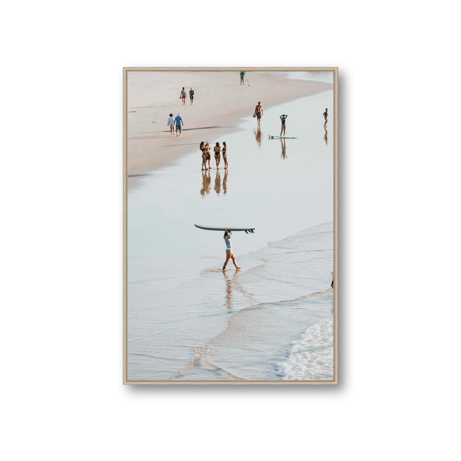 Bailey Byron Bay beach coastal decor wall art Giant fine art canvas in natural oak float frame