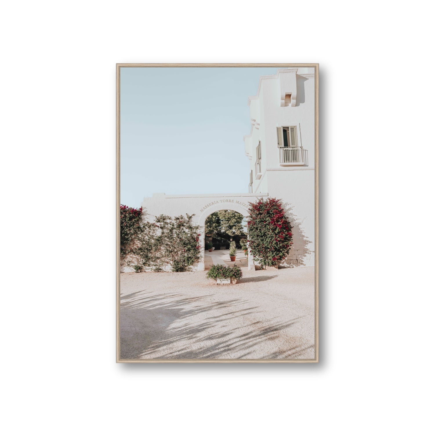 Villa Retreat fine art print, Puglia, Italy, Giant, Natural Oak Float Frame, Fine Art Canvas