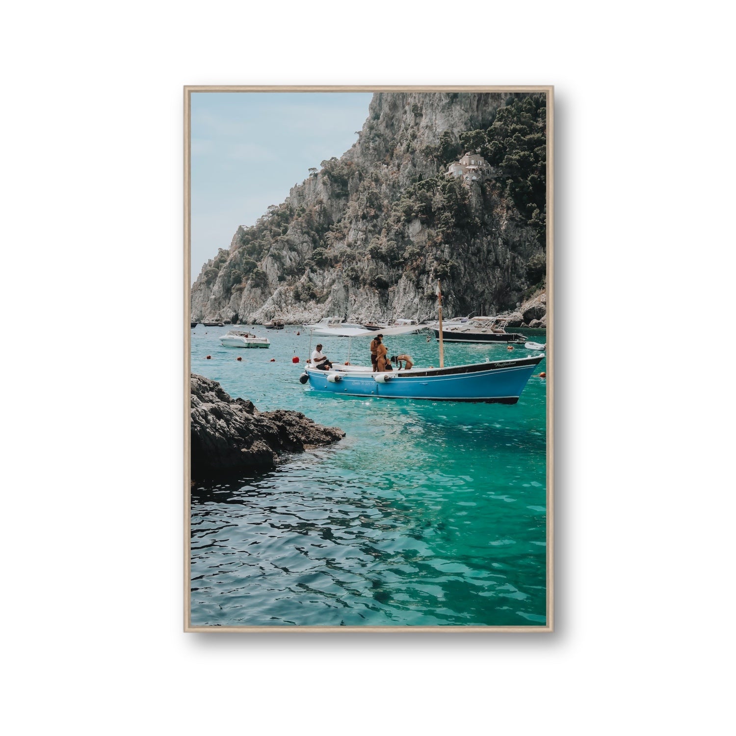 Emerald Escape fine art print, Capri, Italy, Gallery, Natural Oak Float Frame, Fine Art Canvas