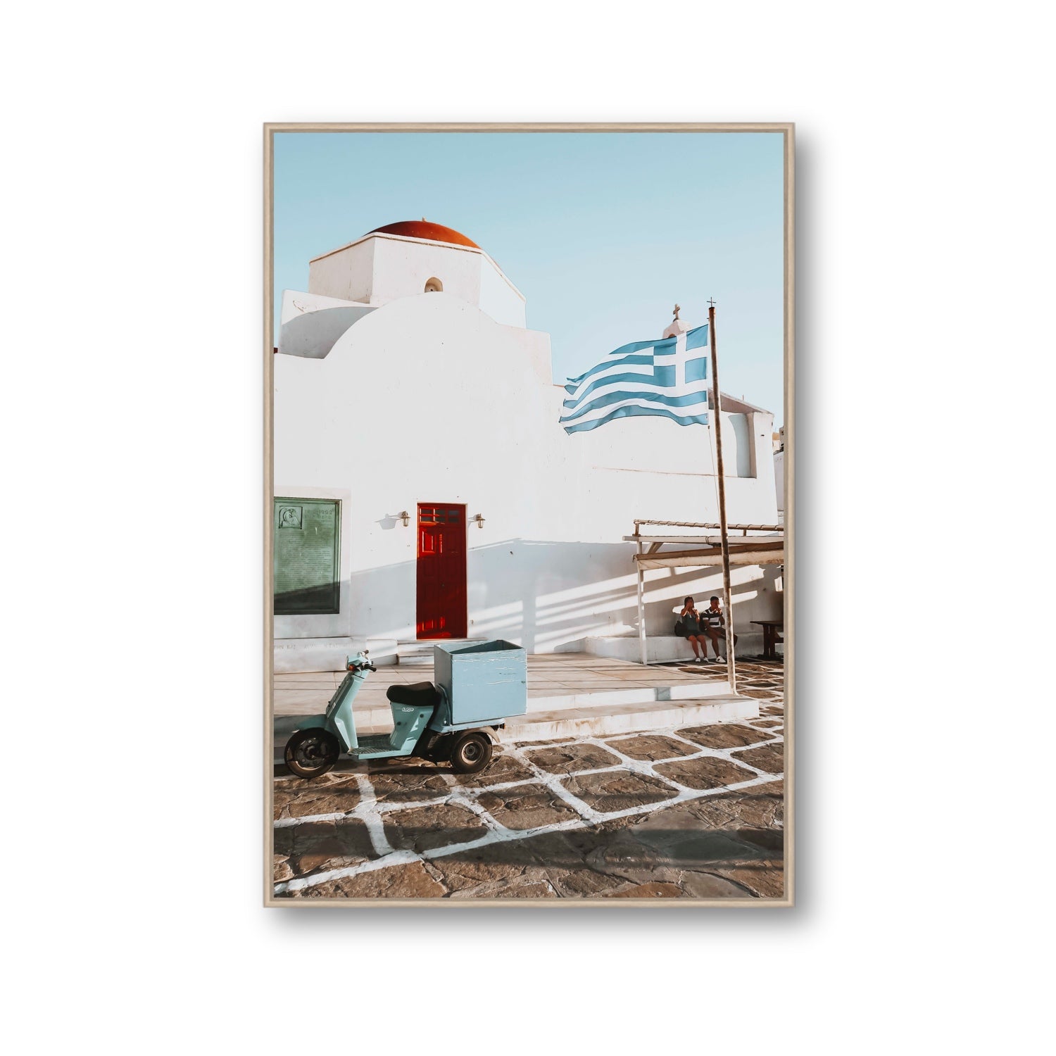 Mykonos Postcard fine art print, Mykonos, Greece, Gallery, Natural Oak Float Frame, Fine Art Canvas